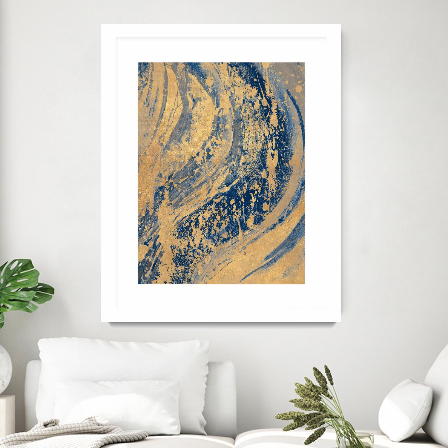 Blue And Gold Wave by Patricia Pinto on GIANT ART - abstract