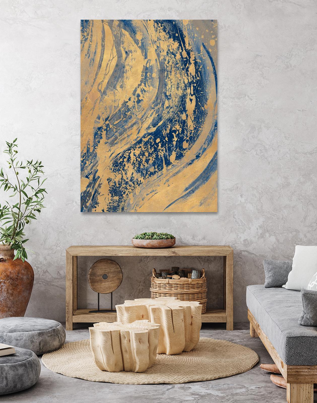 Blue And Gold Wave by Patricia Pinto on GIANT ART - abstract