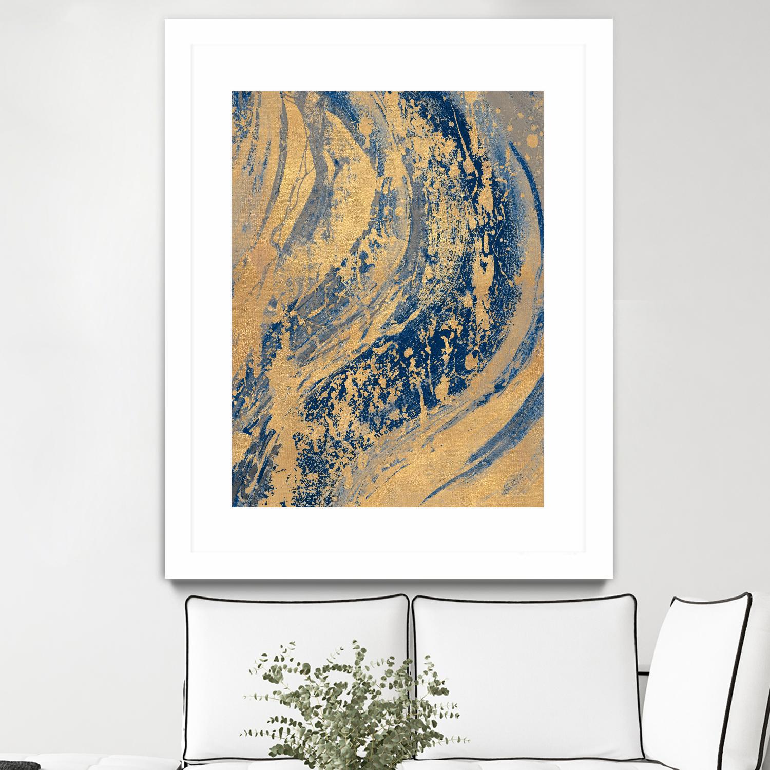 Blue And Gold Wave by Patricia Pinto on GIANT ART - abstract