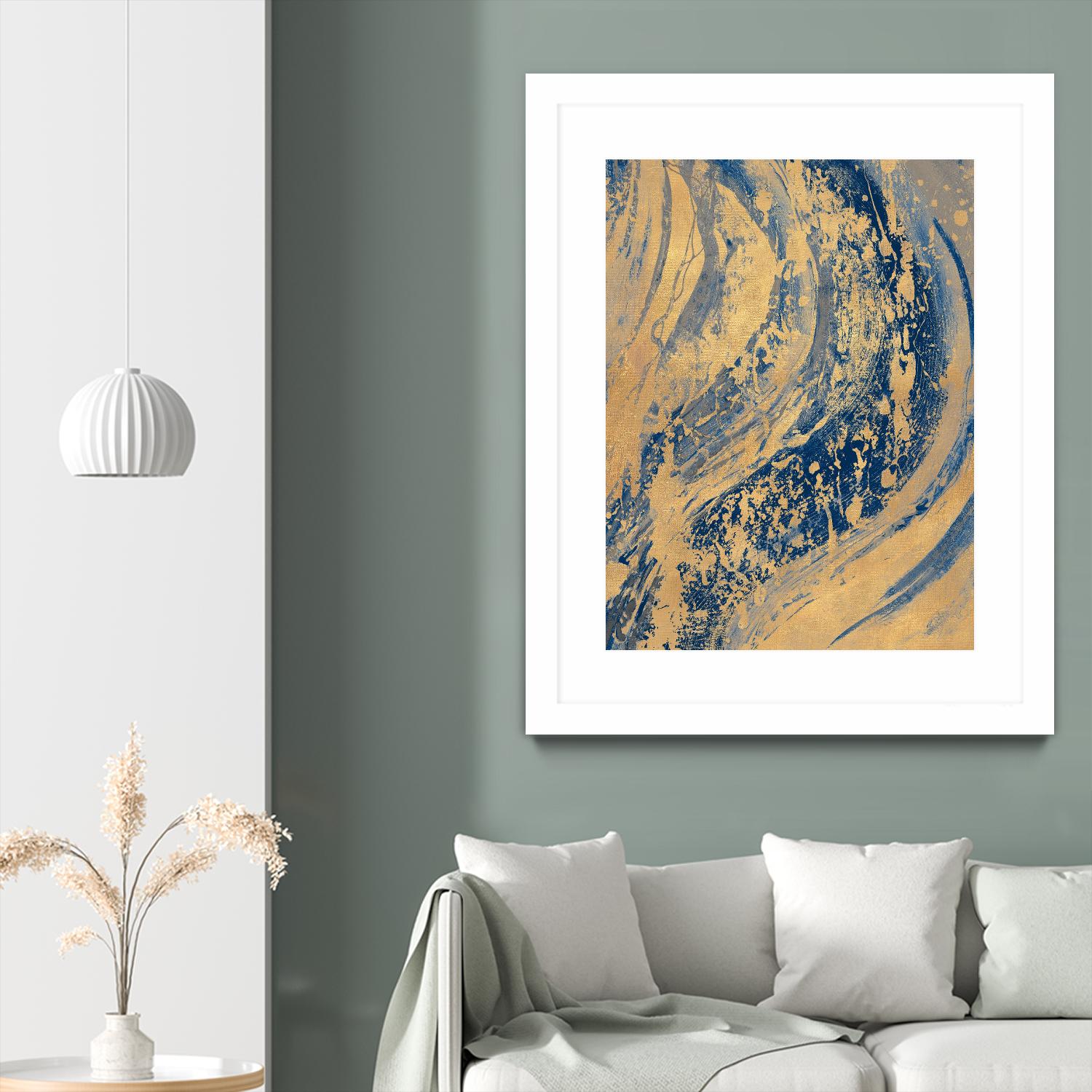 Blue And Gold Wave by Patricia Pinto on GIANT ART - abstract