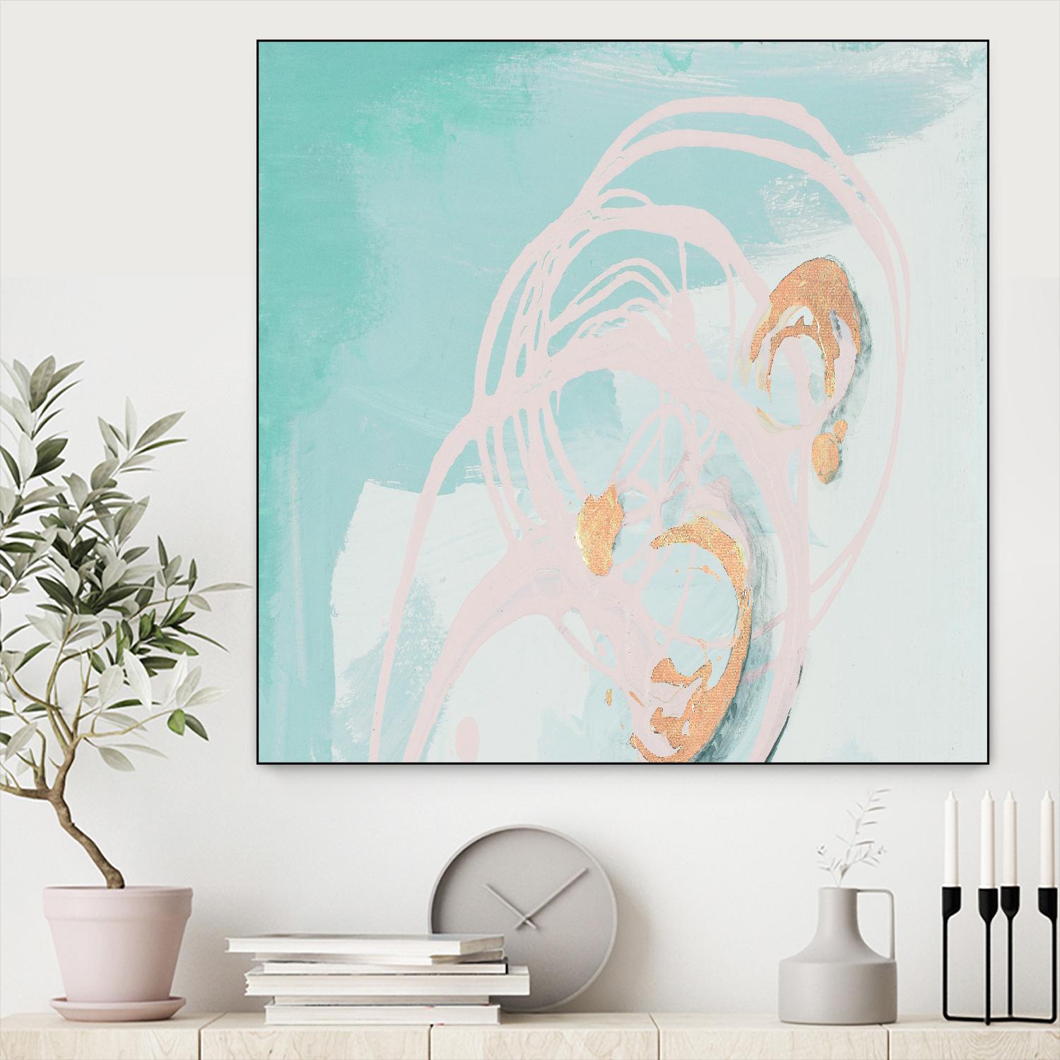 Spring Breeze Pink & Turquoise I by Patricia Pinto on GIANT ART - turquoise abstract
