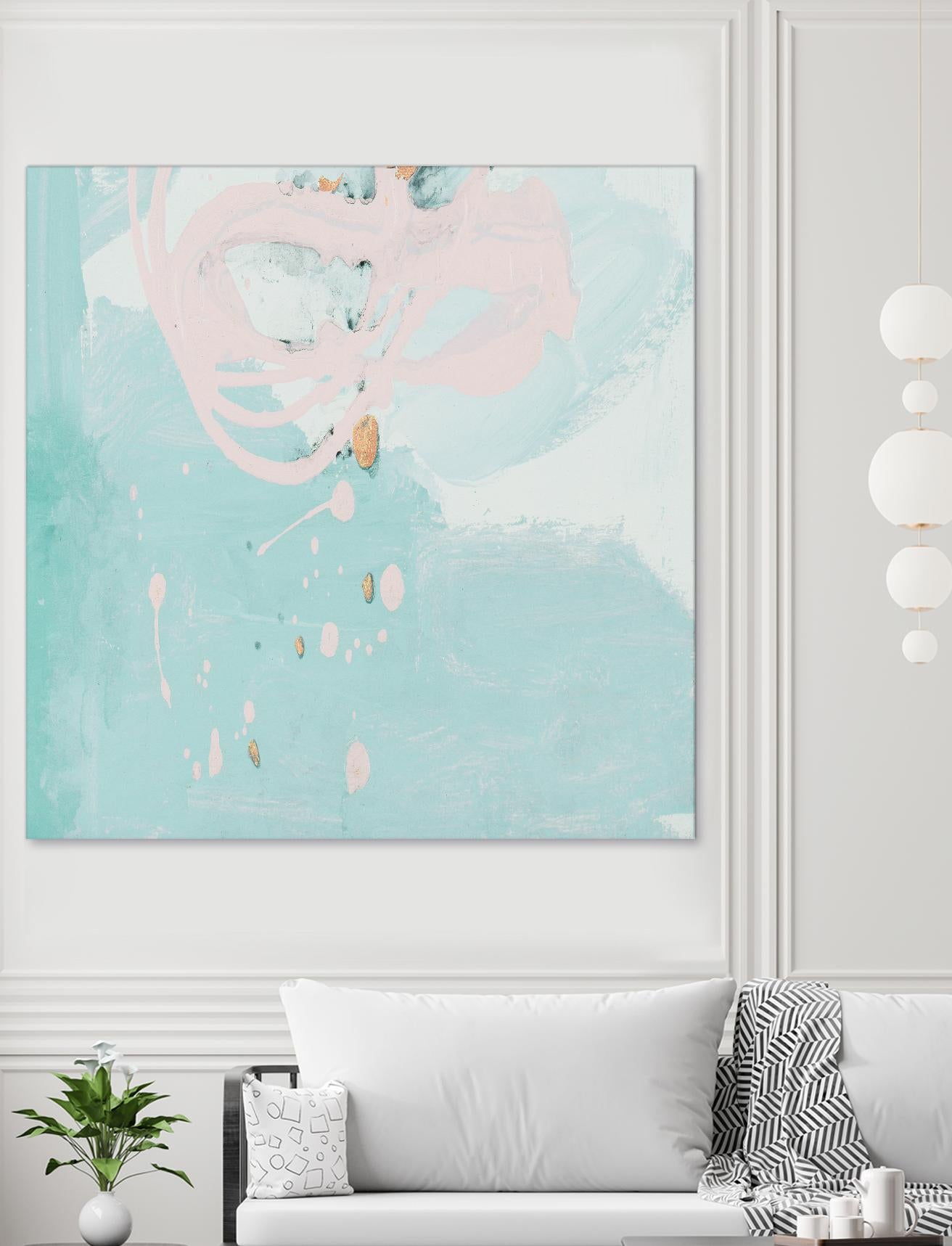 Spring Breeze Pink & Turquoise II by Patricia Pinto on GIANT ART - turquoise Abstract