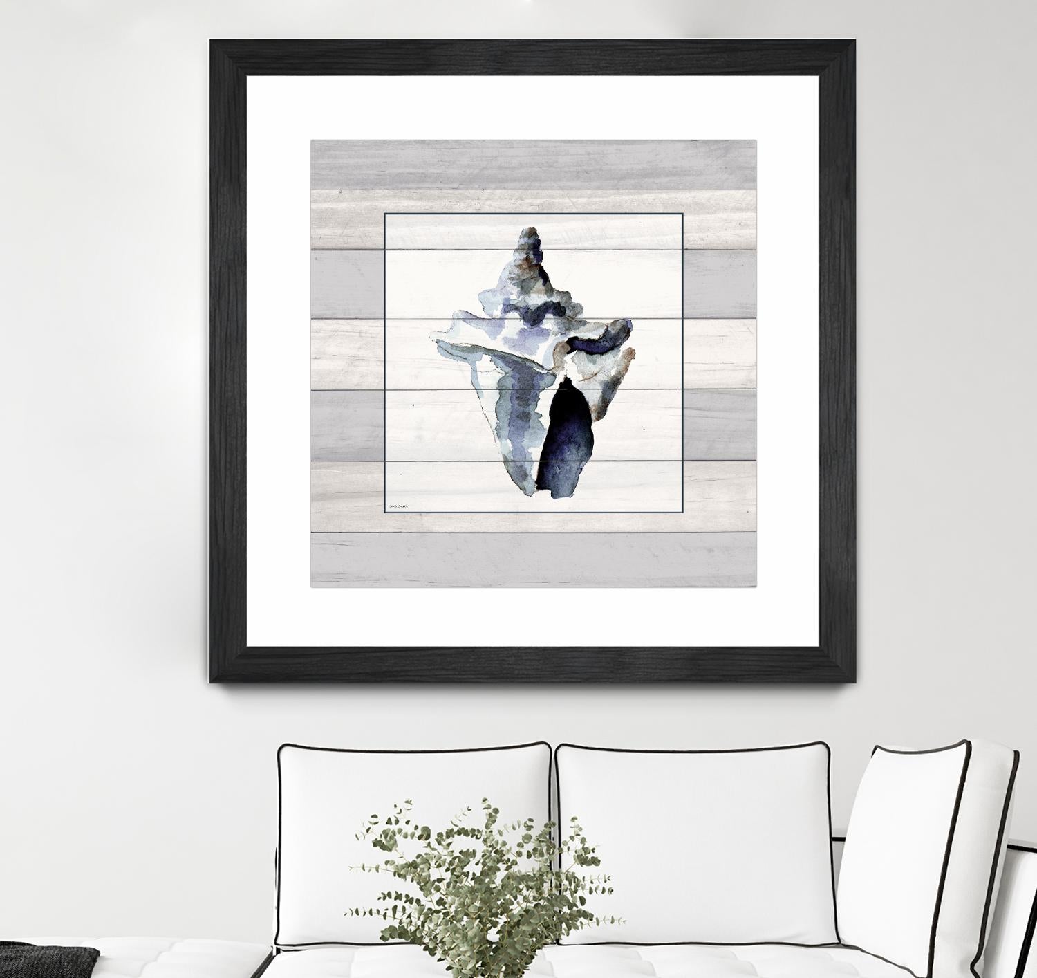 Muted Blue Sea Conch On Wood by Lanie Loreth on GIANT ART - coastal