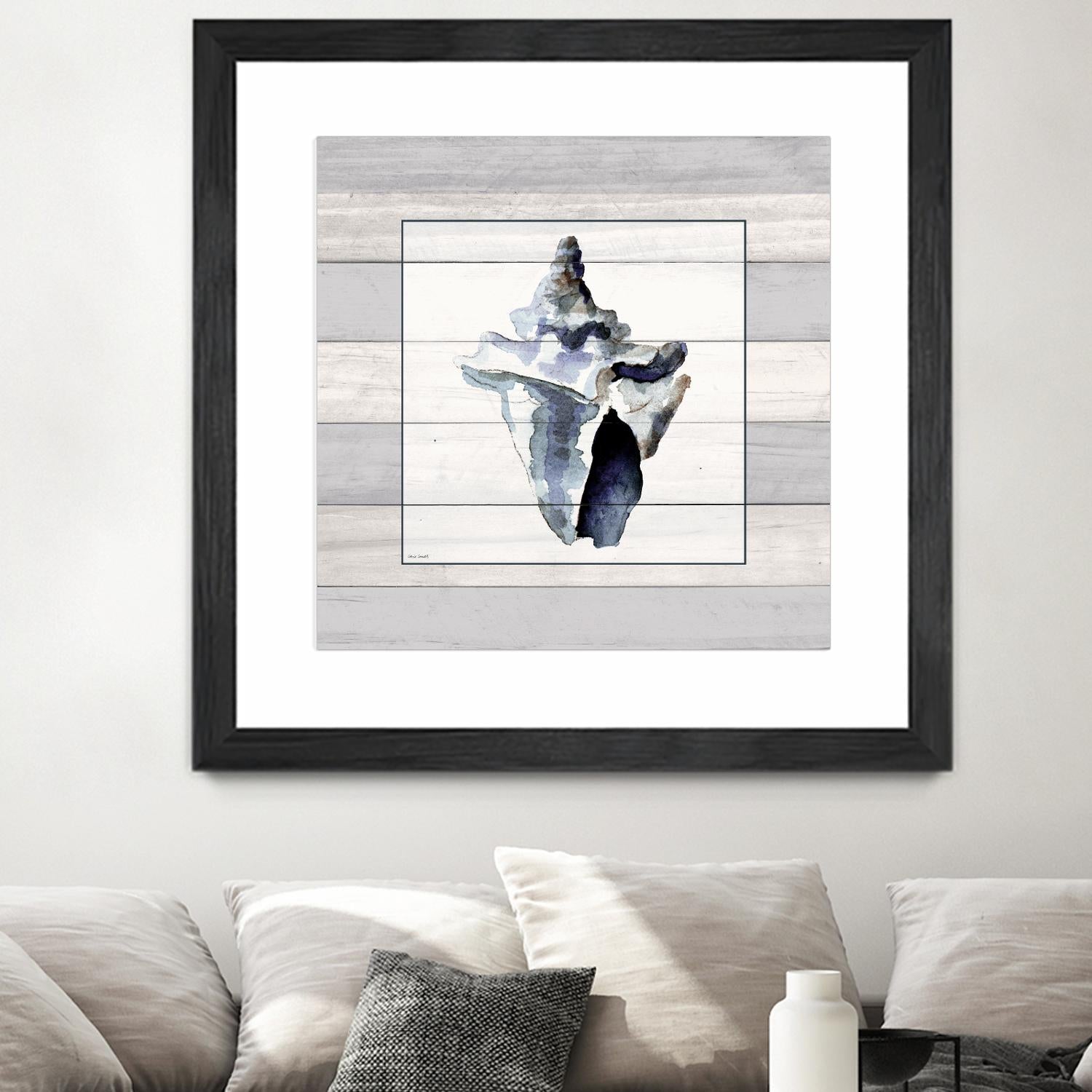 Muted Blue Sea Conch On Wood by Lanie Loreth on GIANT ART - coastal