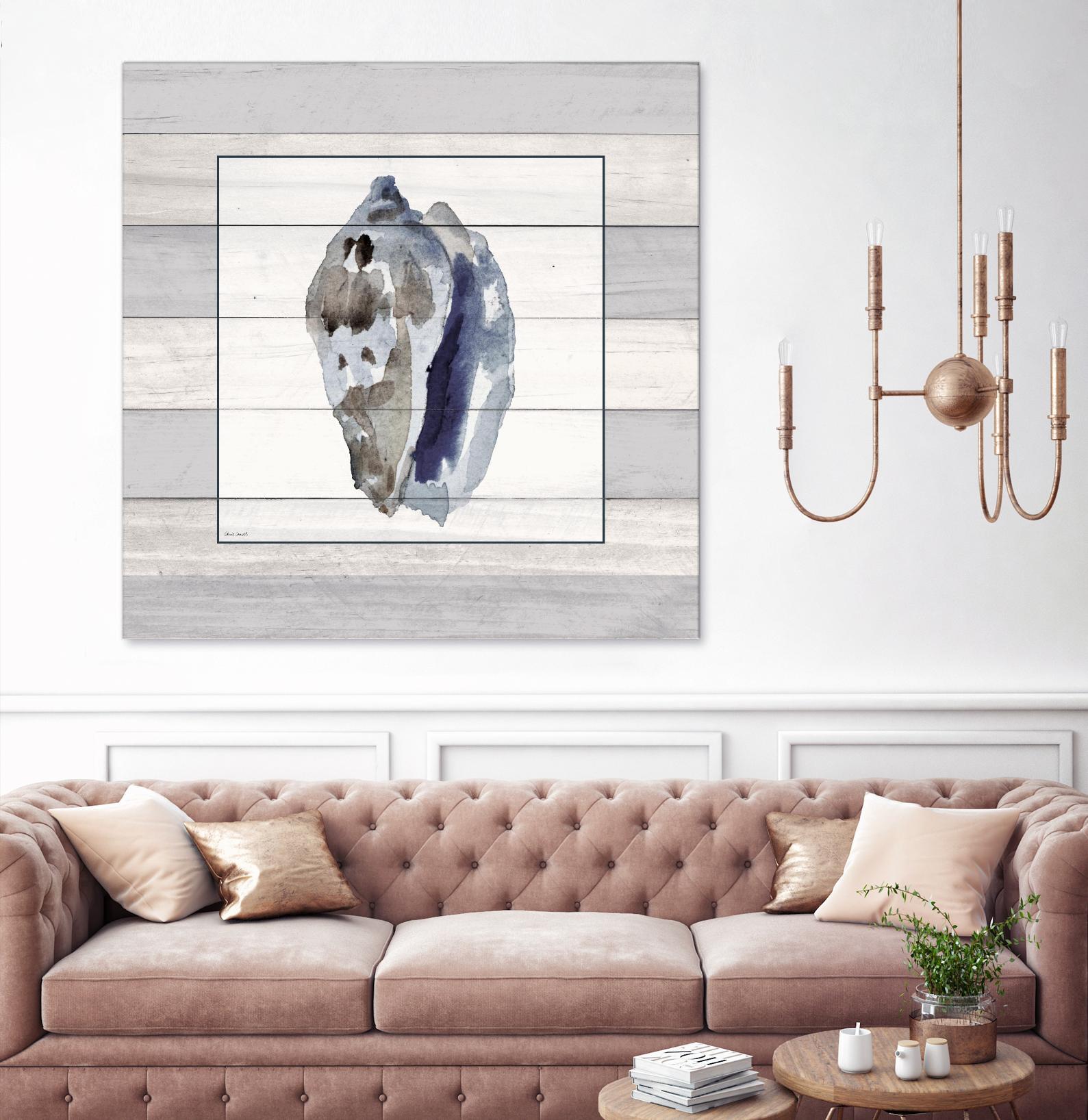 Muted Blue Conch on Wood by Lanie Loreth on GIANT ART - coastal