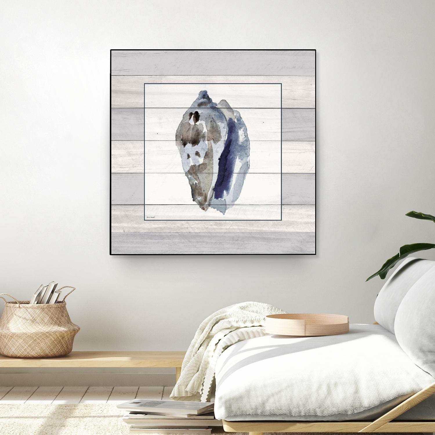 Muted Blue Conch on Wood by Lanie Loreth on GIANT ART - coastal
