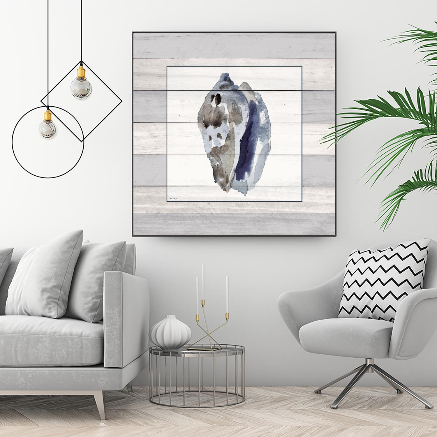 Muted Blue Conch on Wood by Lanie Loreth on GIANT ART - coastal