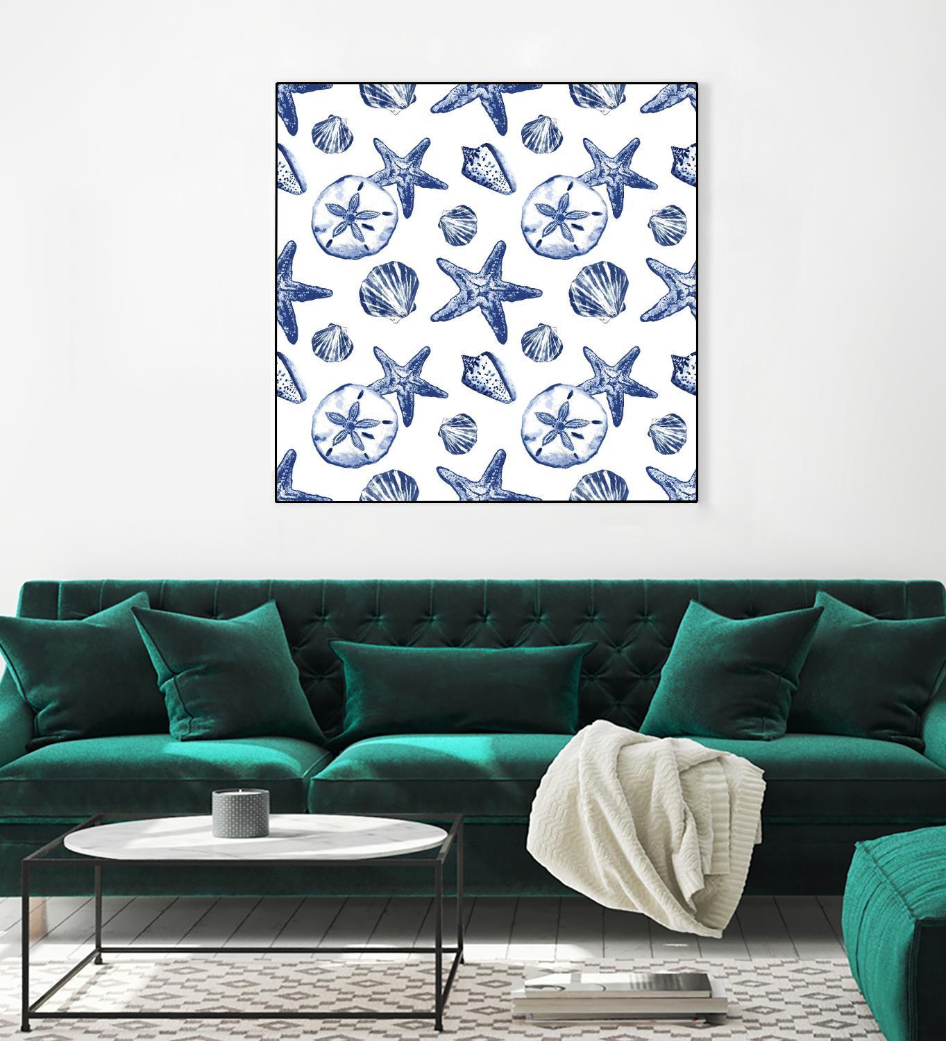 Deep Ocean Treasures White Pattern by Janice Gaynor on GIANT ART - coastal pattern