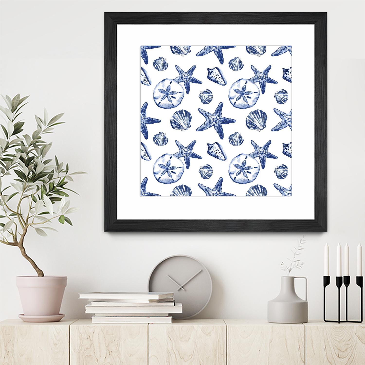 Deep Ocean Treasures White Pattern by Janice Gaynor on GIANT ART - coastal pattern