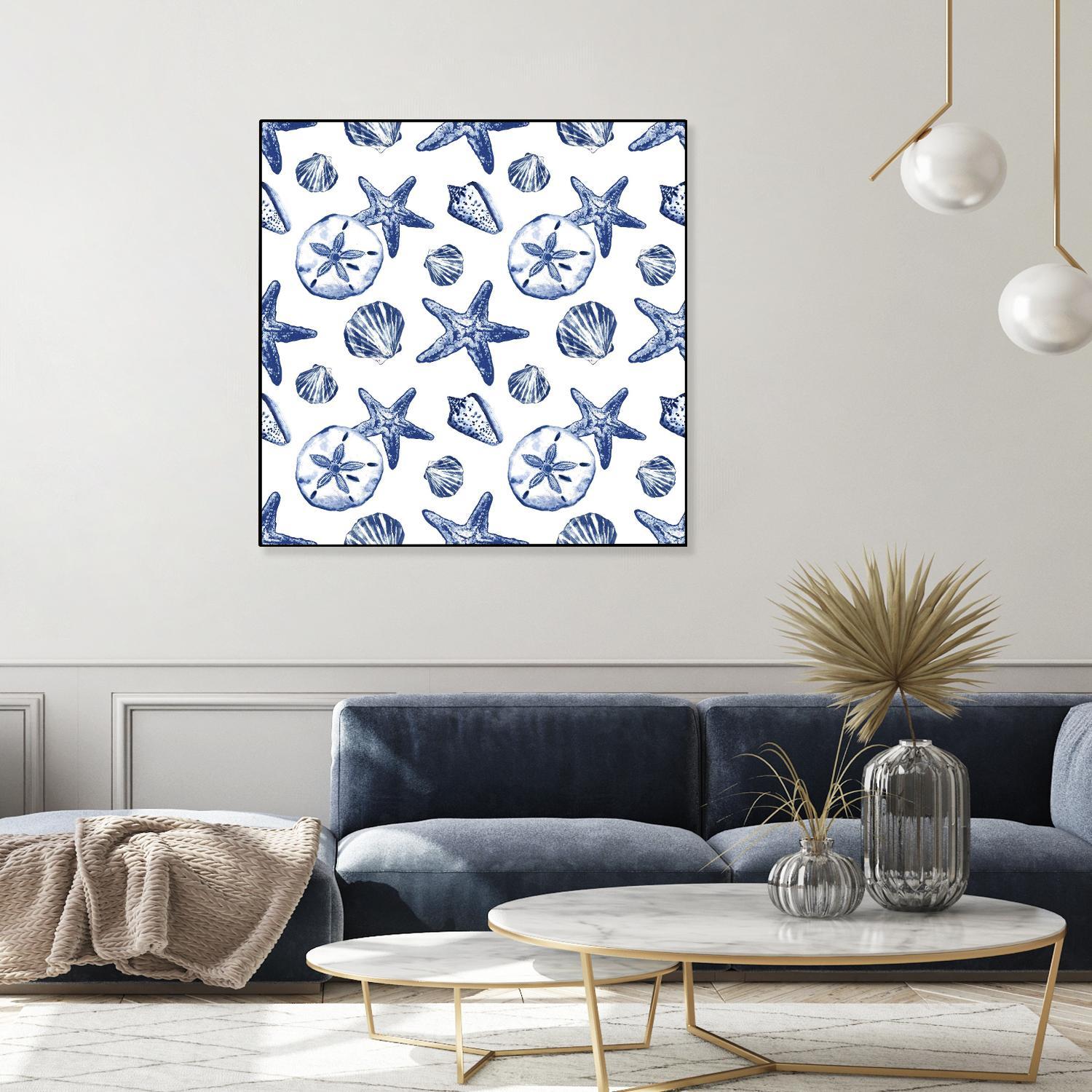 Deep Ocean Treasures White Pattern by Janice Gaynor on GIANT ART - coastal pattern