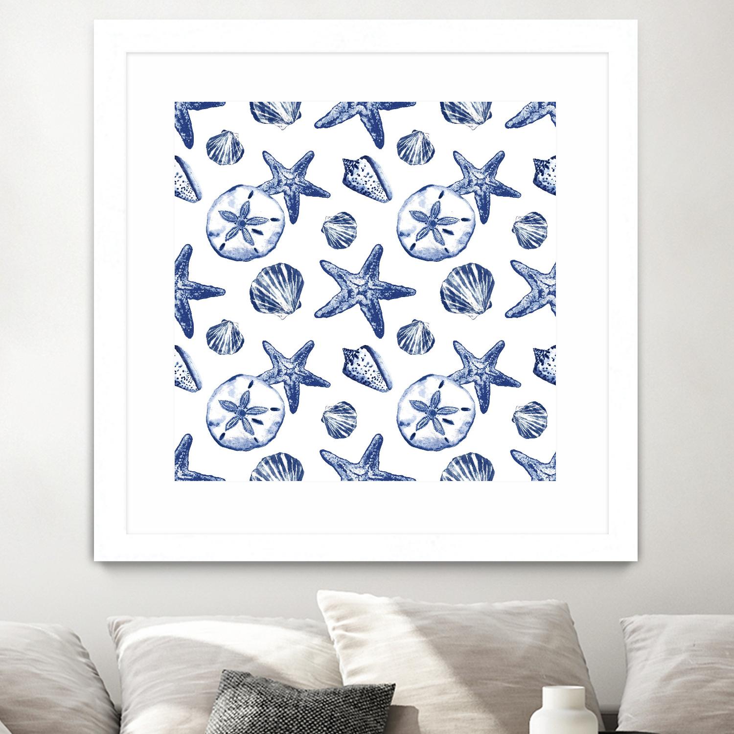 Deep Ocean Treasures White Pattern by Janice Gaynor on GIANT ART - coastal pattern