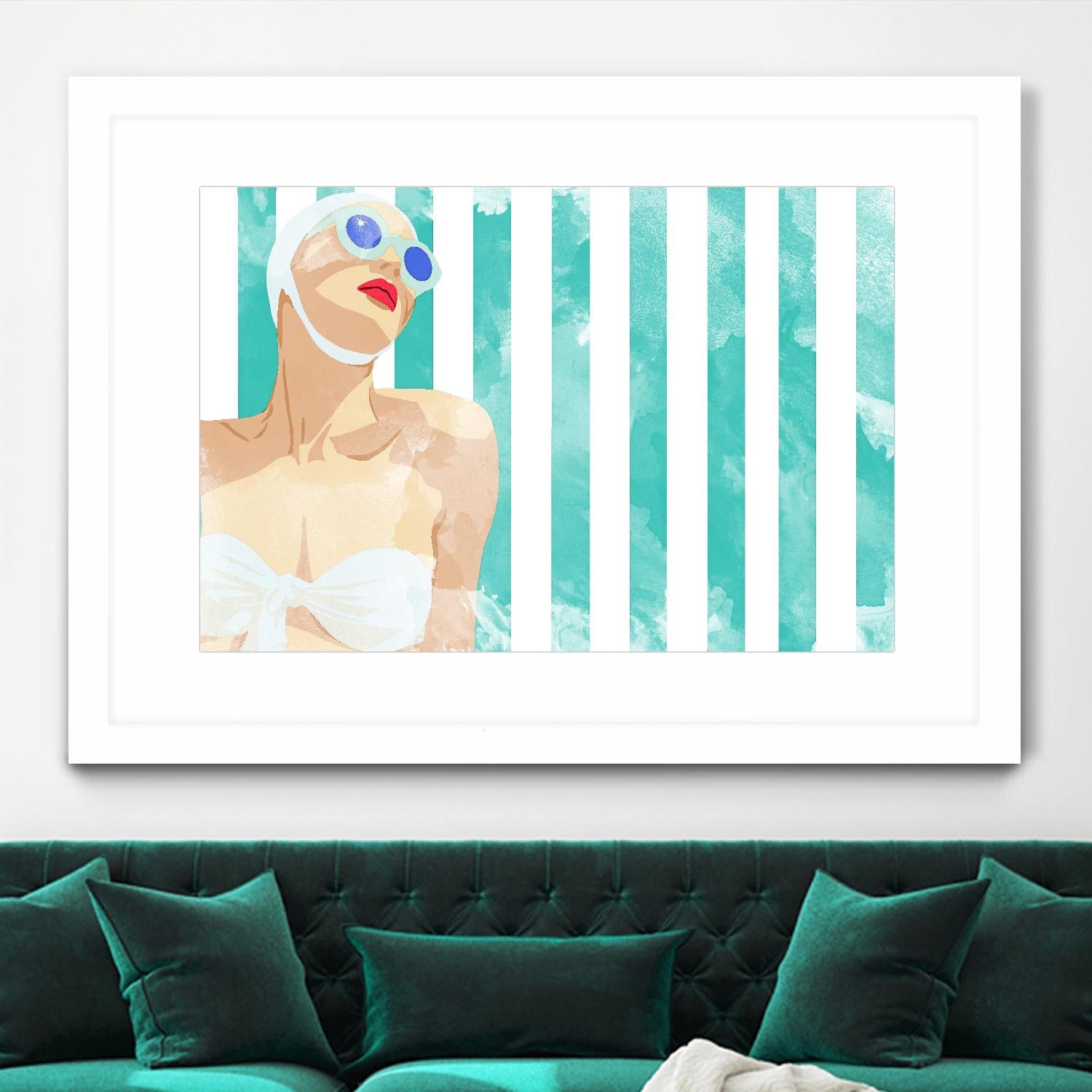 Bathing Beauty On Teal Towel by Jen Bucheli on GIANT ART - figurative coastal