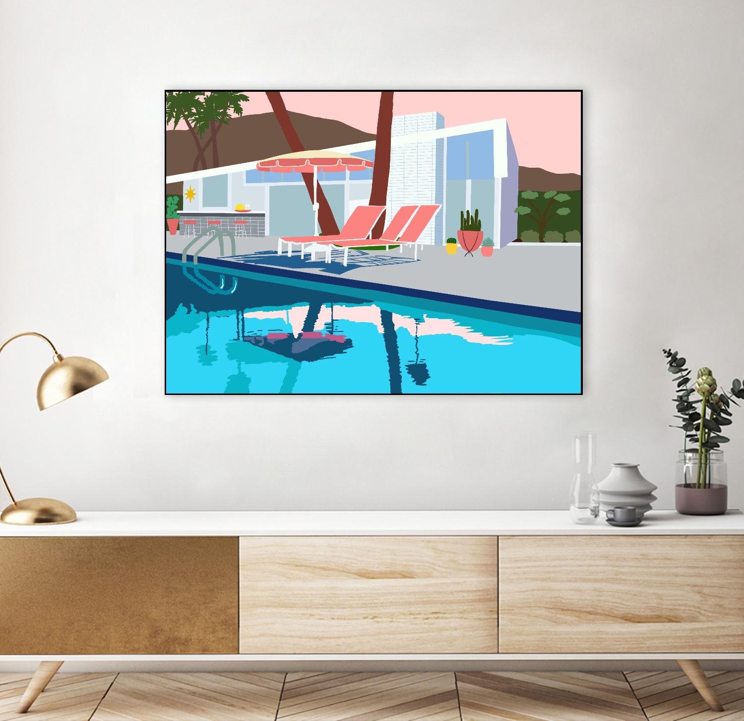 Pool Lounge Pink Chairs by Jen Bucheli on GIANT ART - decorative