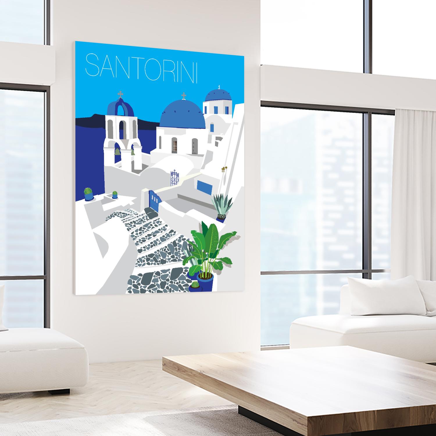 Santorini Against Blue Sky by Jen Bucheli on GIANT ART - architecture travel