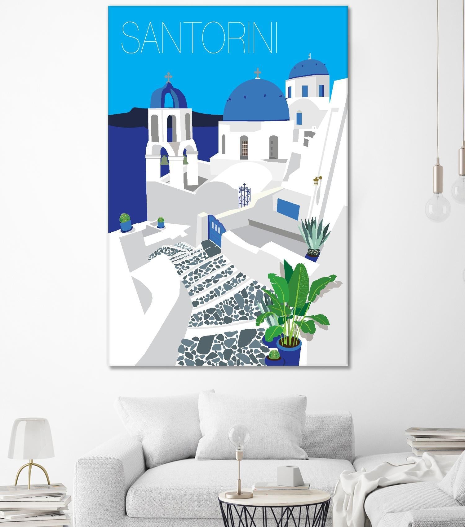 Santorini Against Blue Sky by Jen Bucheli on GIANT ART - architecture travel