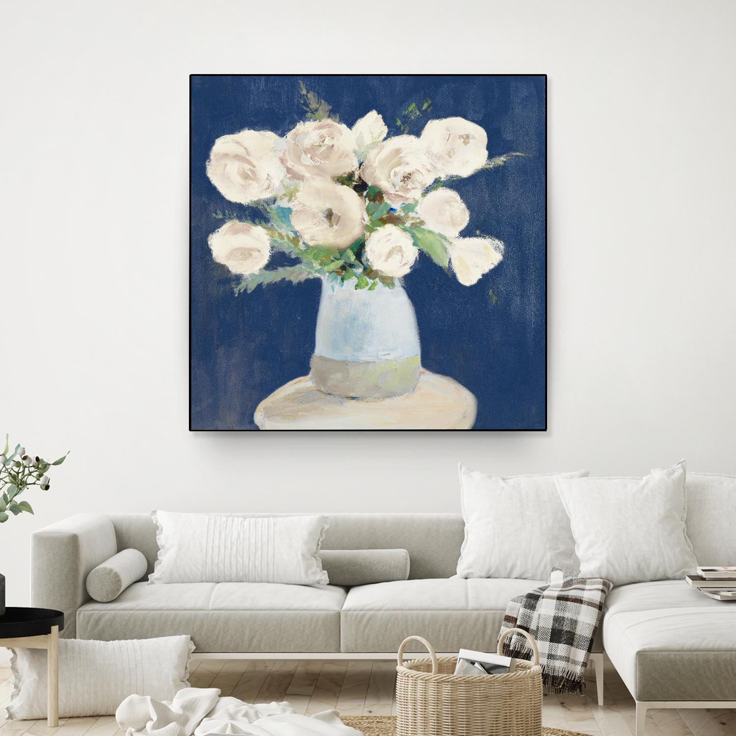 Peonies on Navy by Lanie Loreth on GIANT ART - floral
