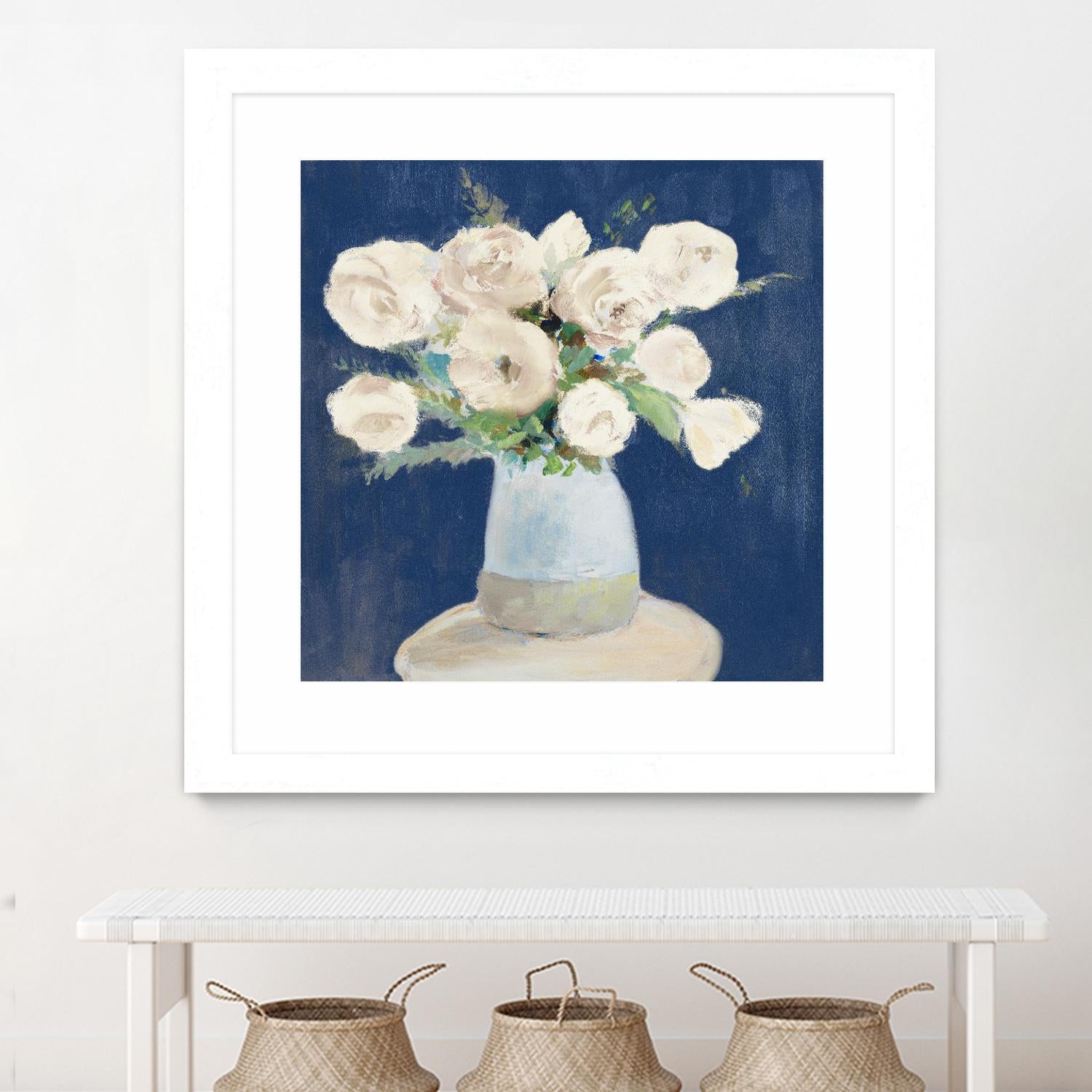Peonies on Navy by Lanie Loreth on GIANT ART - floral
