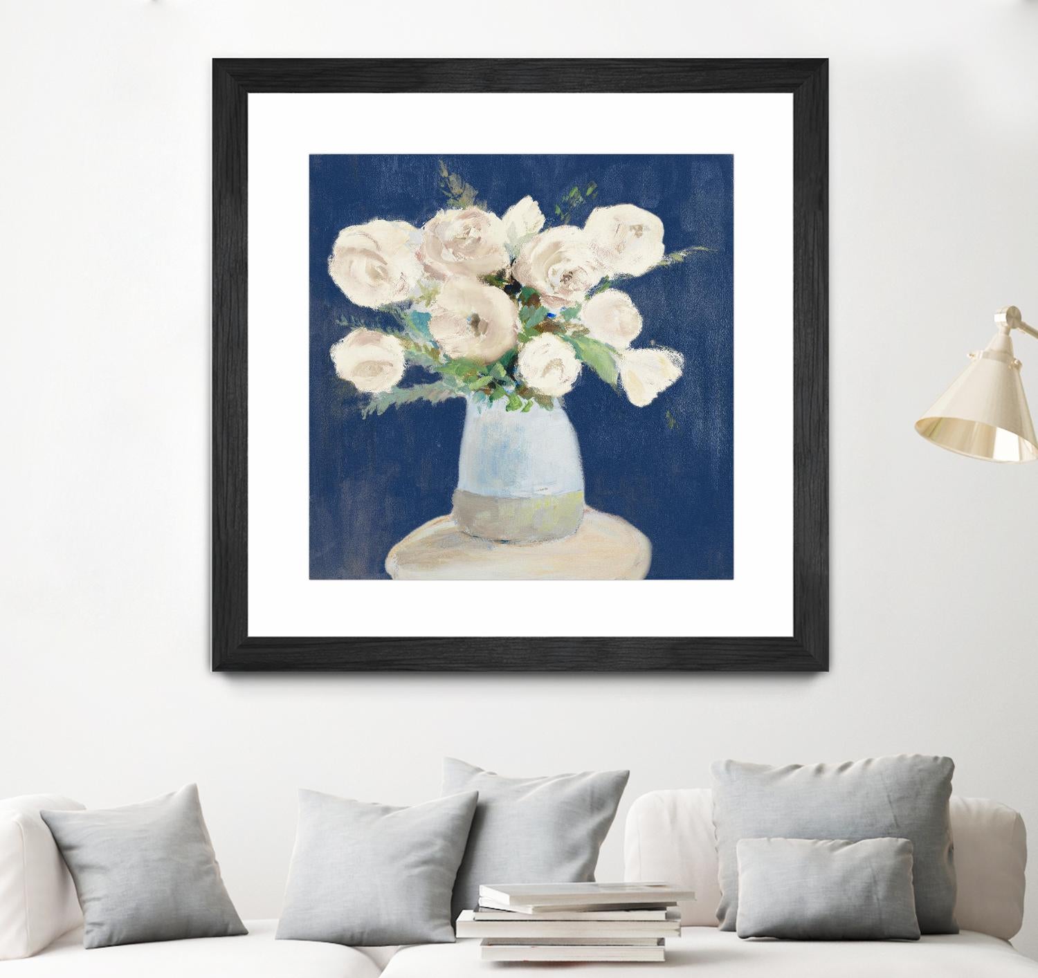 Peonies on Navy by Lanie Loreth on GIANT ART - floral