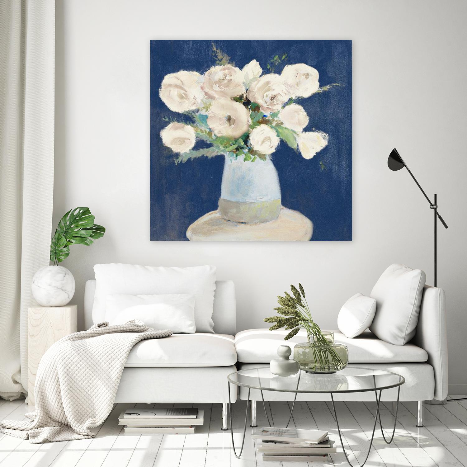 Peonies on Navy by Lanie Loreth on GIANT ART - floral