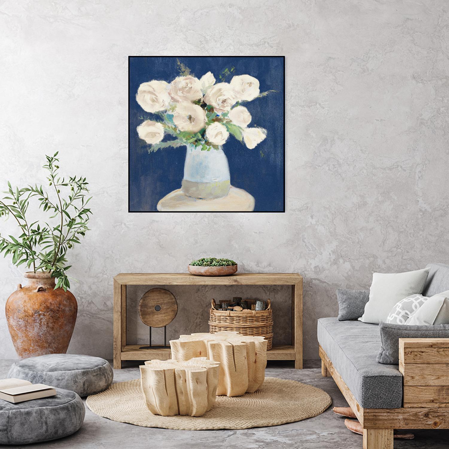 Peonies on Navy by Lanie Loreth on GIANT ART - floral