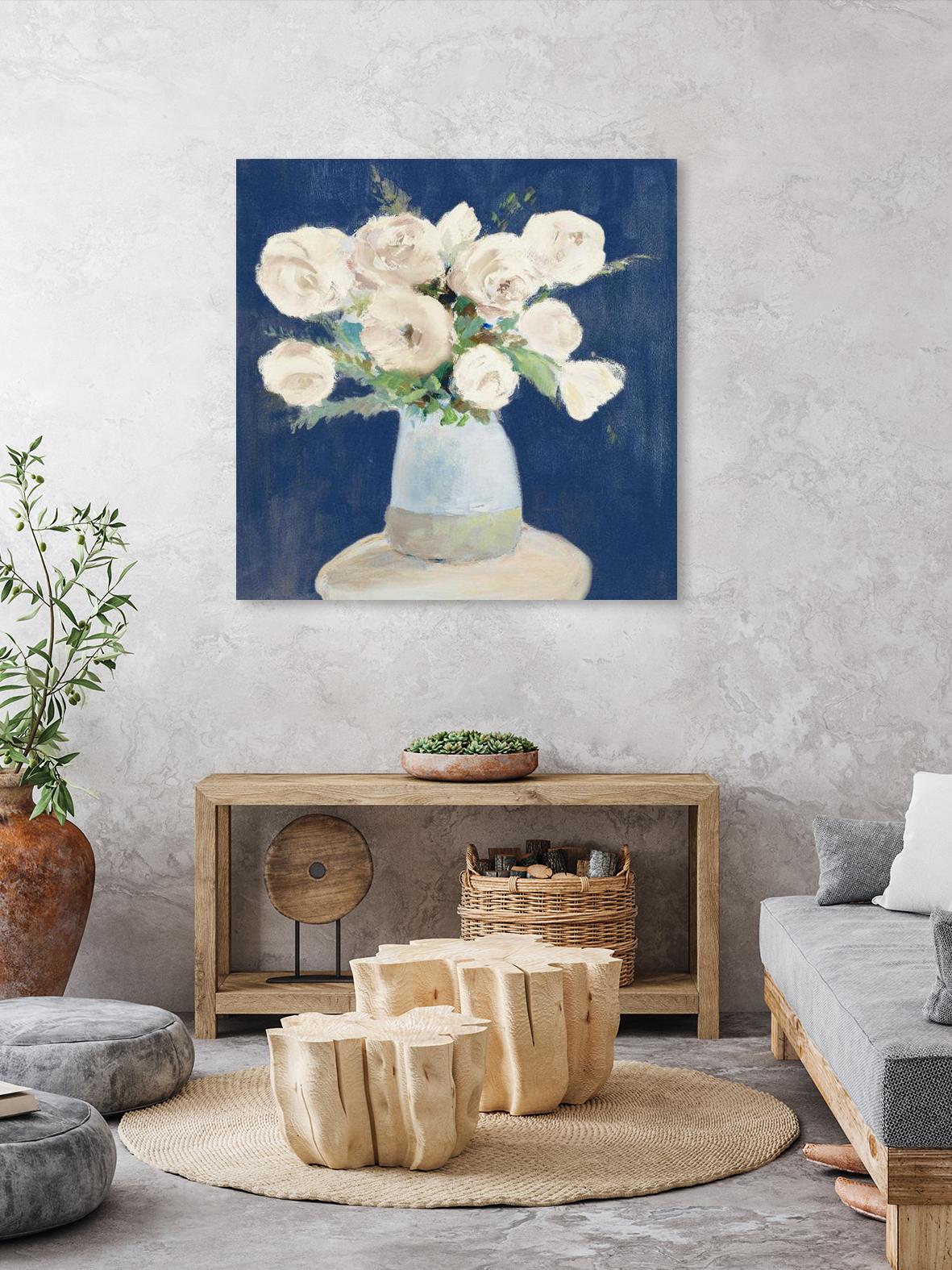 Peonies on Navy by Lanie Loreth on GIANT ART - floral