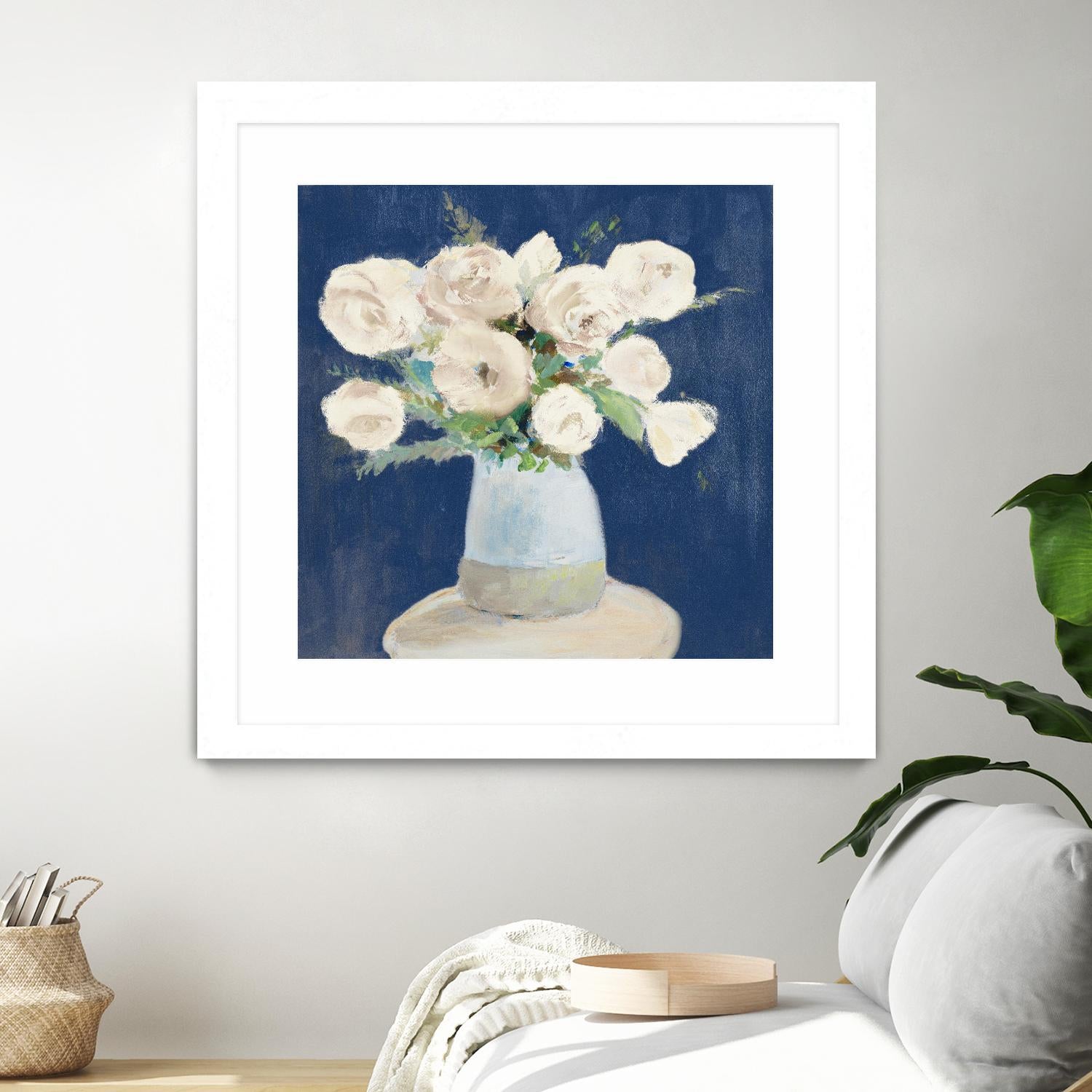 Peonies on Navy by Lanie Loreth on GIANT ART - floral