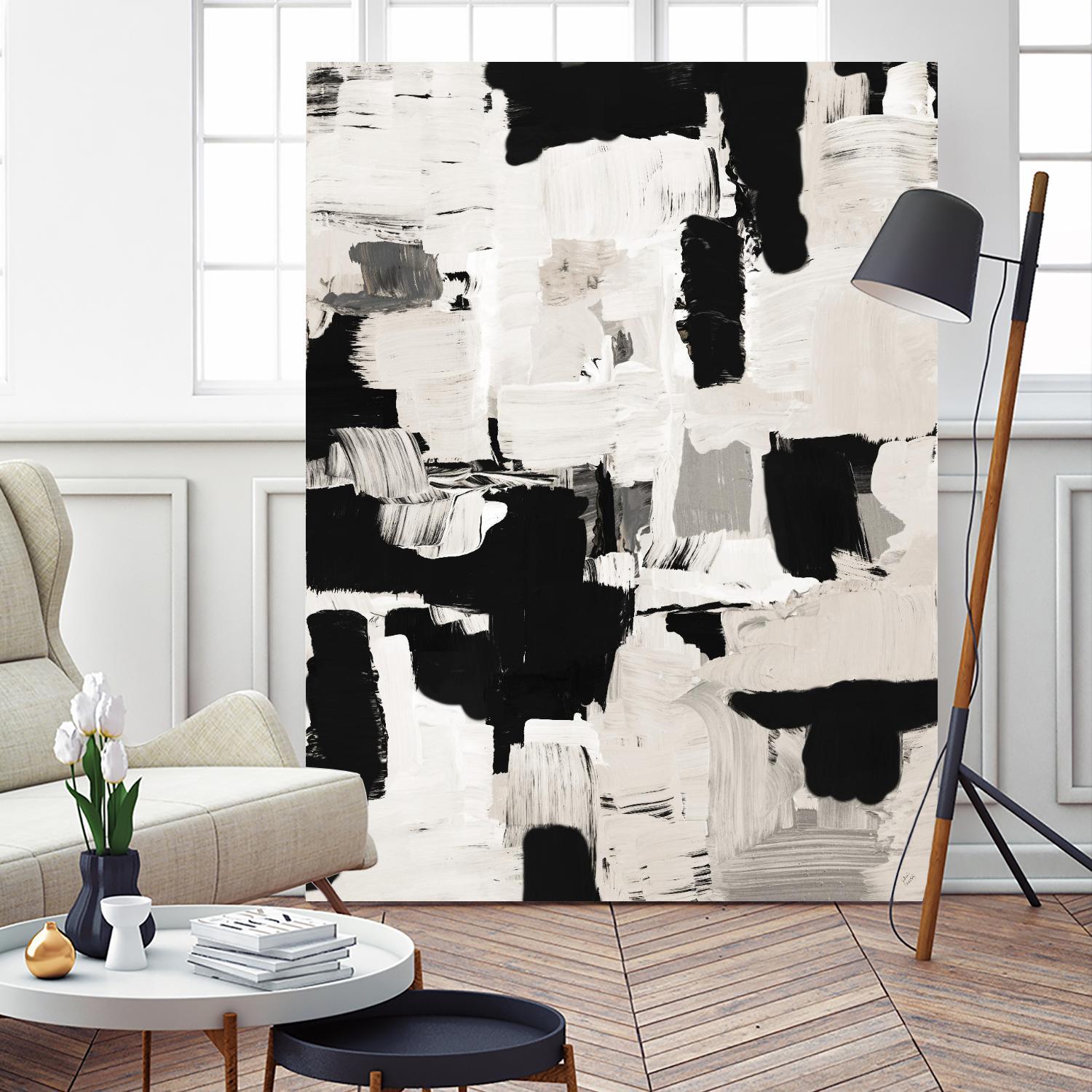 Night Peace Abstract by Lanie Loreth on GIANT ART - beige black & white white