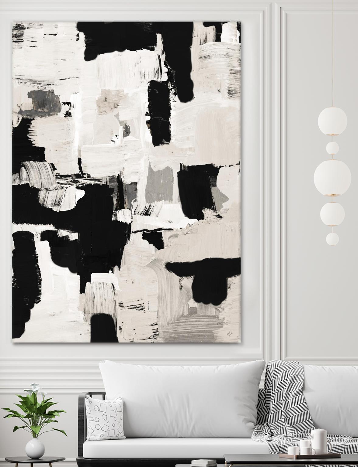 Night Peace Abstract by Lanie Loreth on GIANT ART - beige black & white white