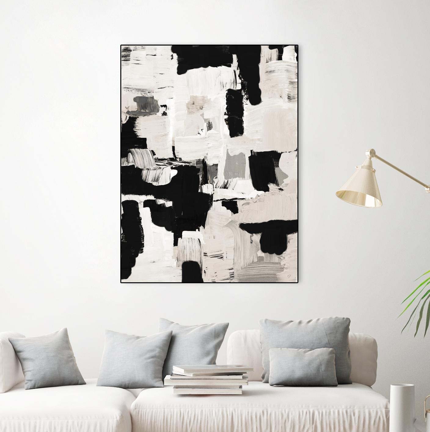 Night Peace Abstract by Lanie Loreth on GIANT ART - beige black & white white