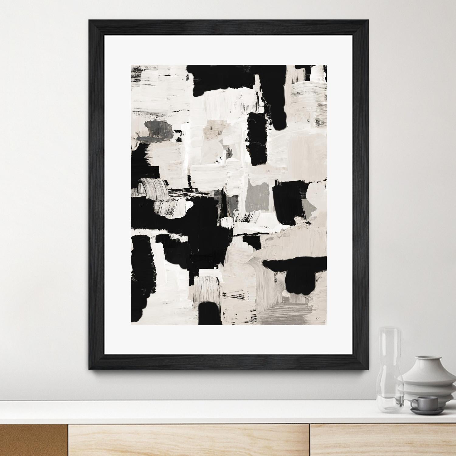 Night Peace Abstract by Lanie Loreth on GIANT ART - beige black & white white