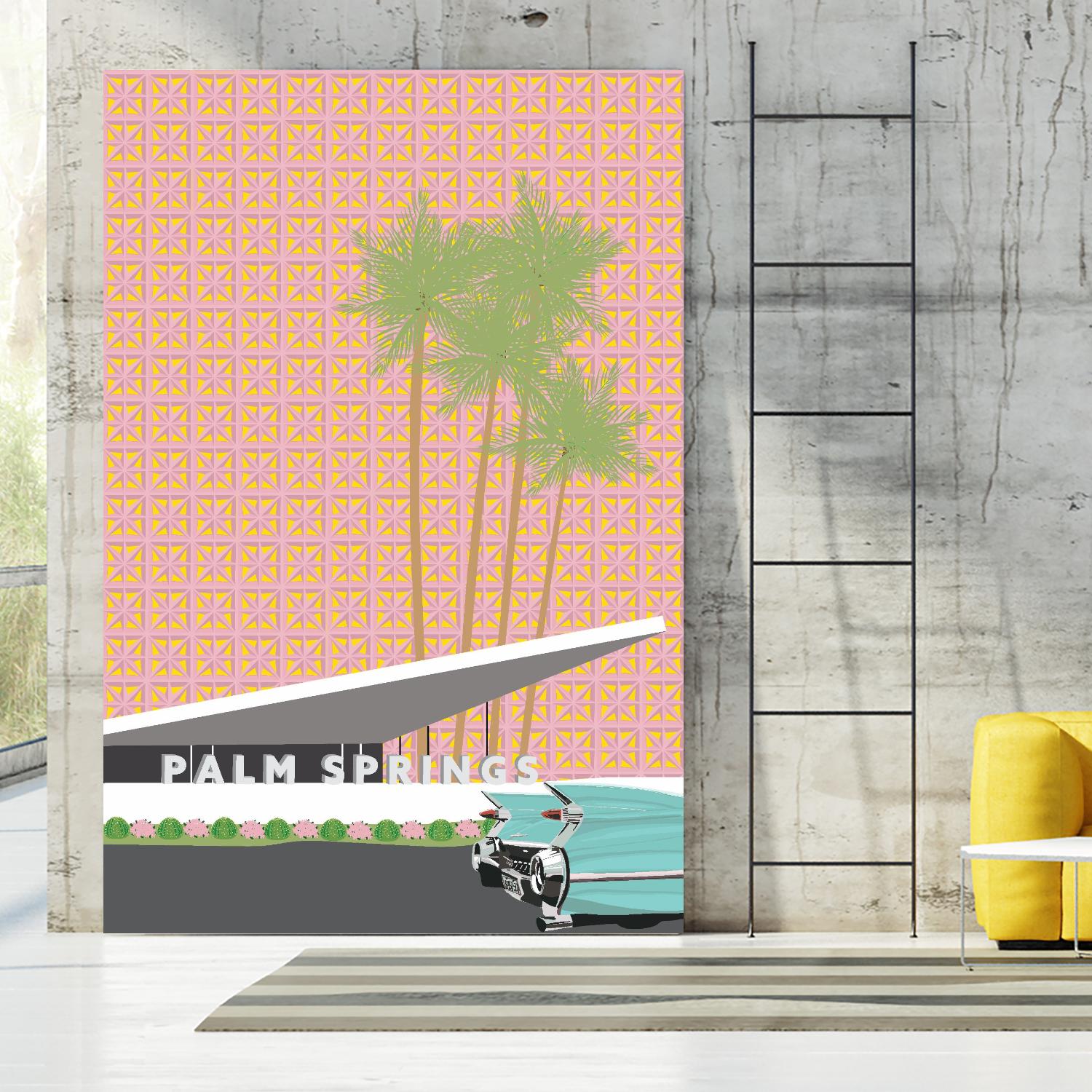Palm Springs With Convertible by Jen Bucheli on GIANT ART - travel decorative