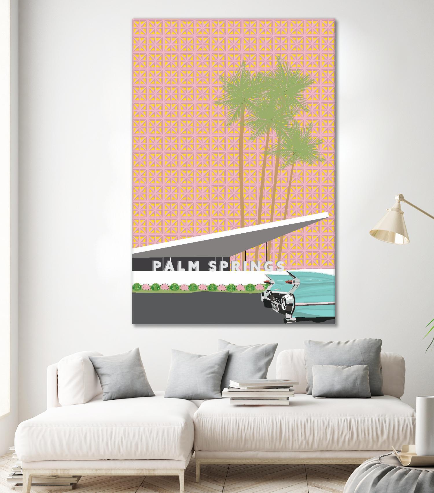 Palm Springs With Convertible by Jen Bucheli on GIANT ART - travel decorative