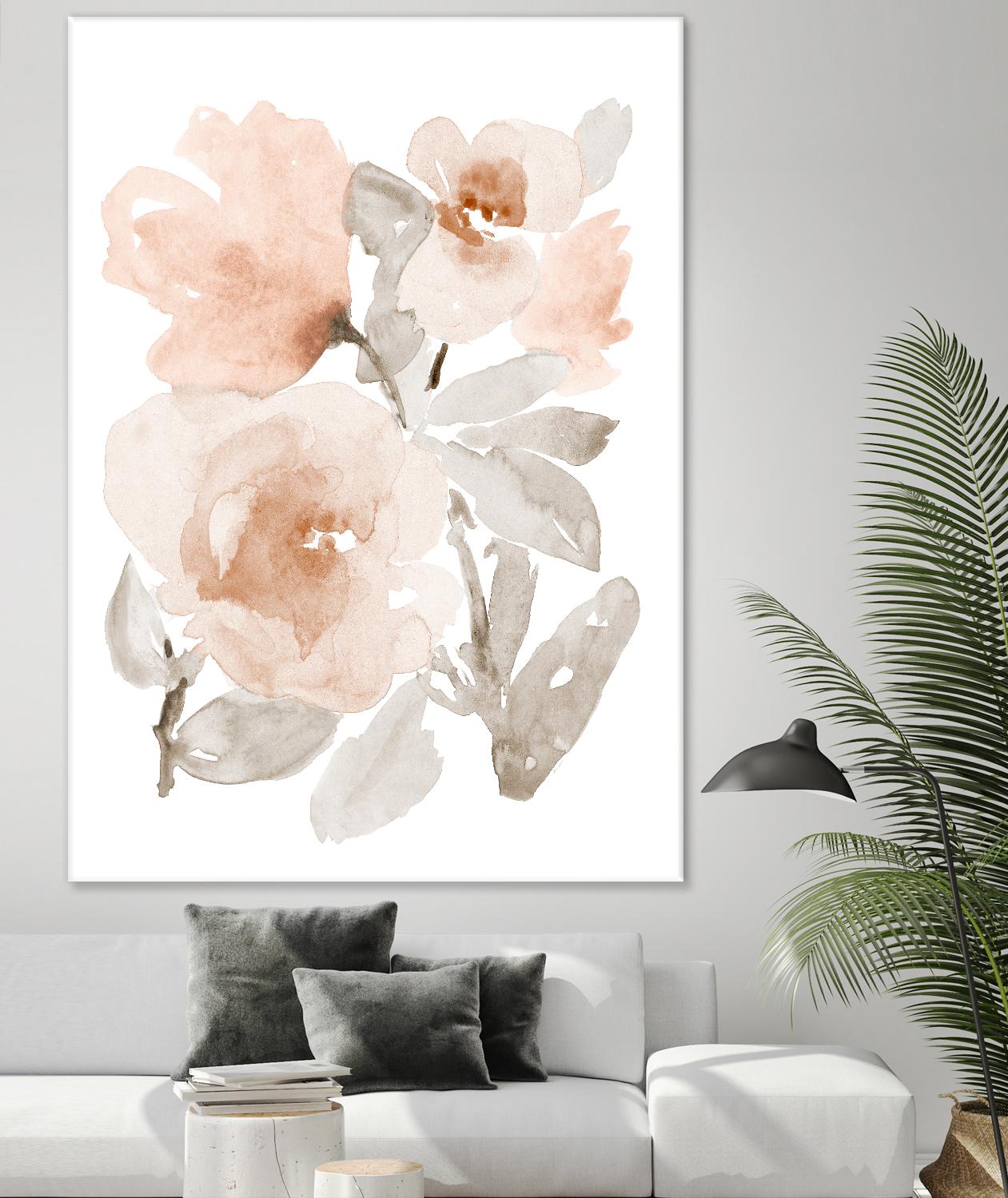 Peach Tranquil Florals I by Lanie Loreth on GIANT ART - peach floral