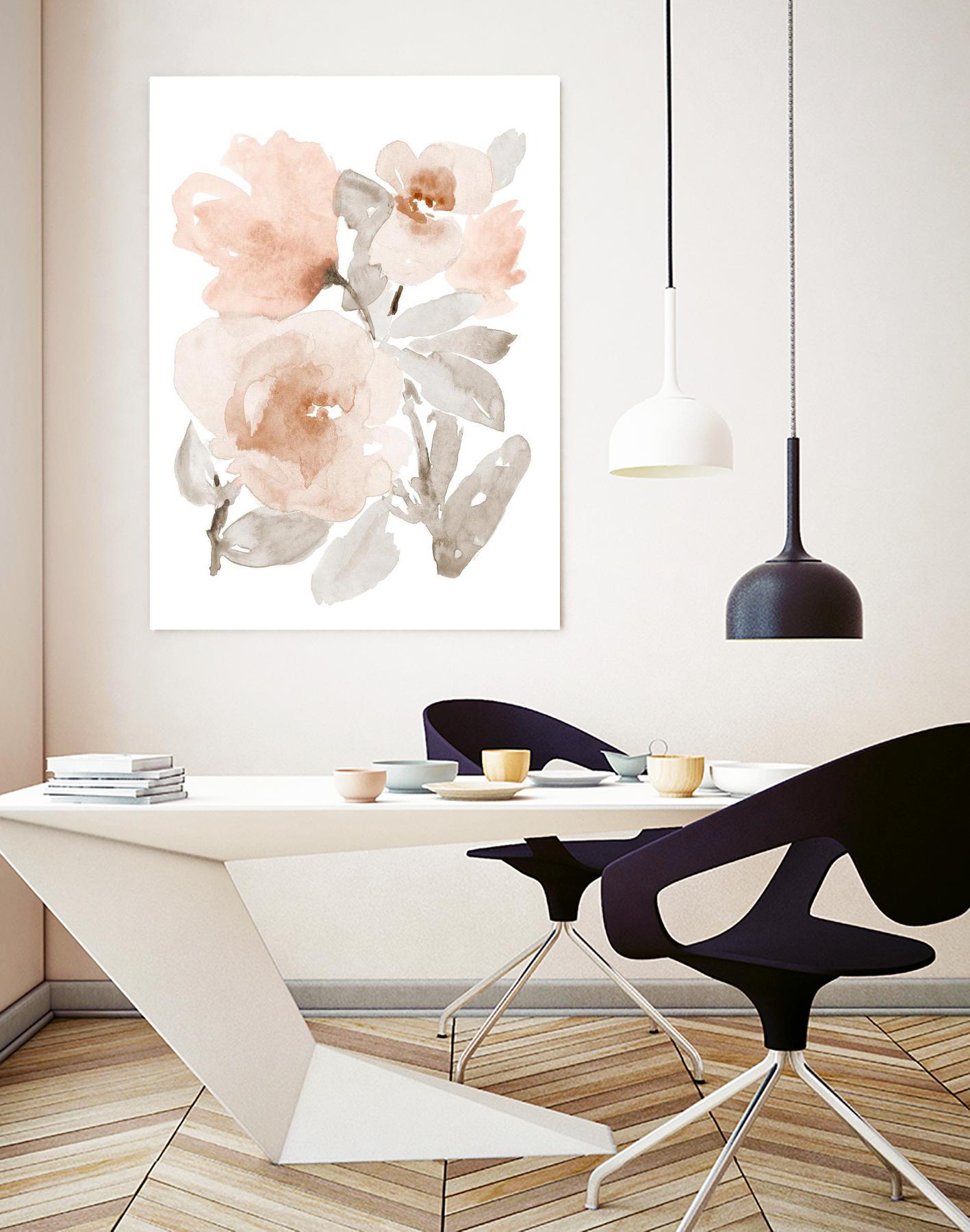 Peach Tranquil Florals I by Lanie Loreth on GIANT ART - peach floral