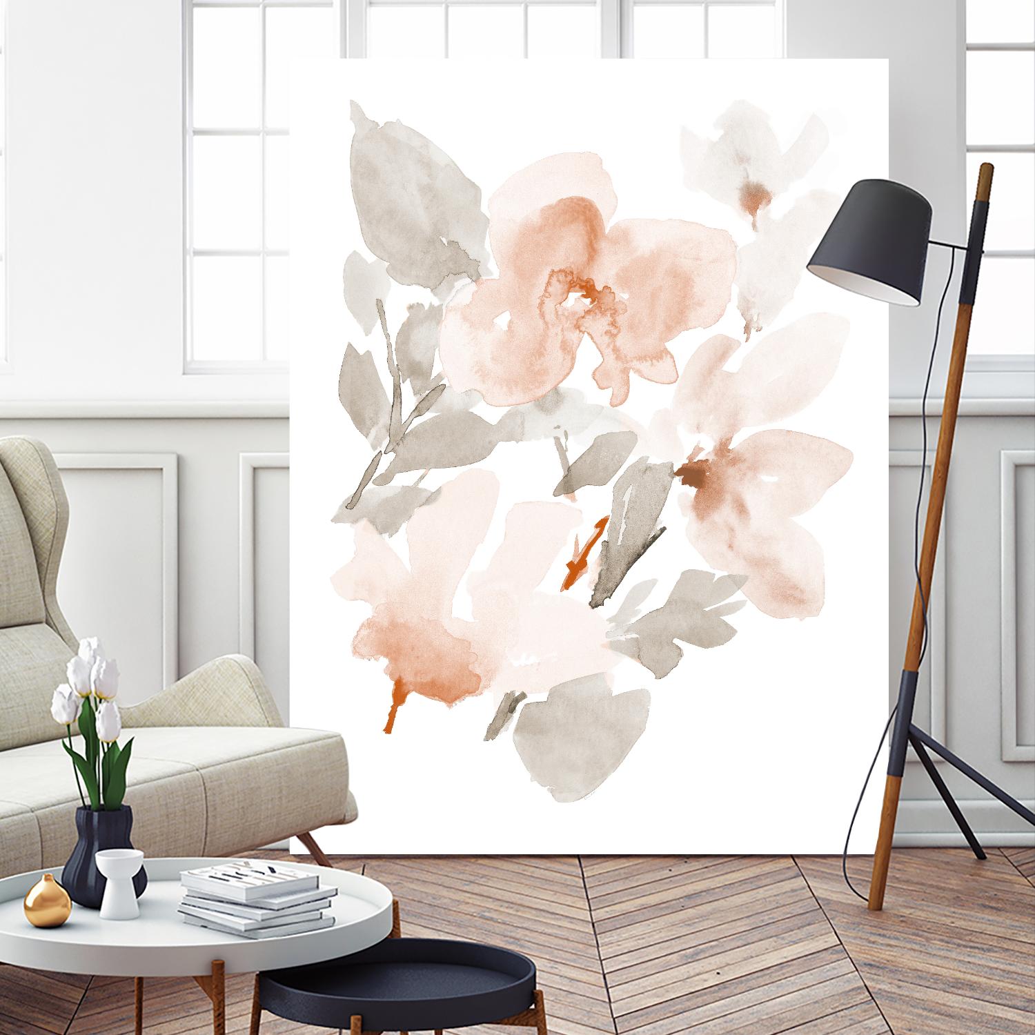 Peach Tranquil Florals II by Lanie Loreth on GIANT ART - peach floral