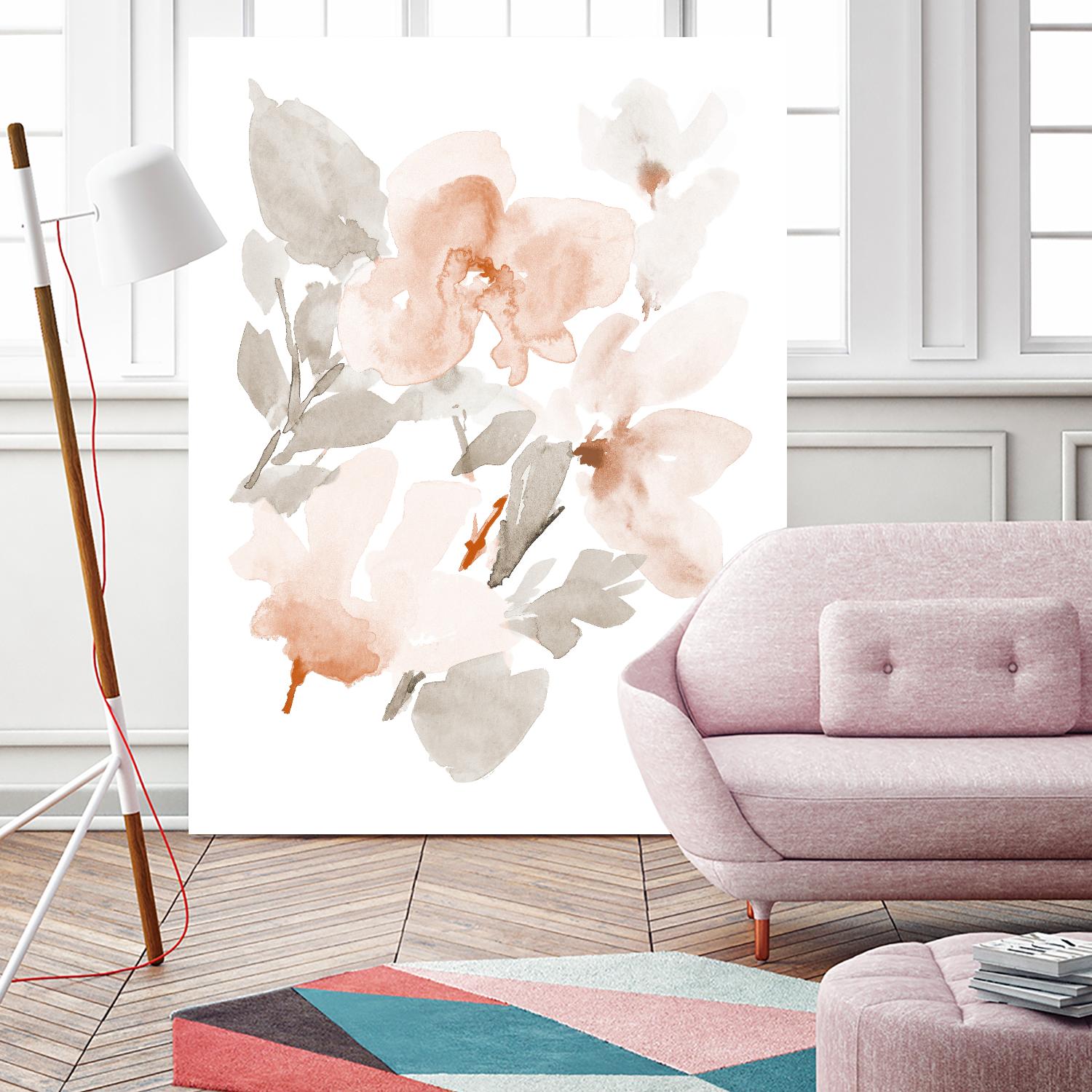 Peach Tranquil Florals II by Lanie Loreth on GIANT ART - peach floral
