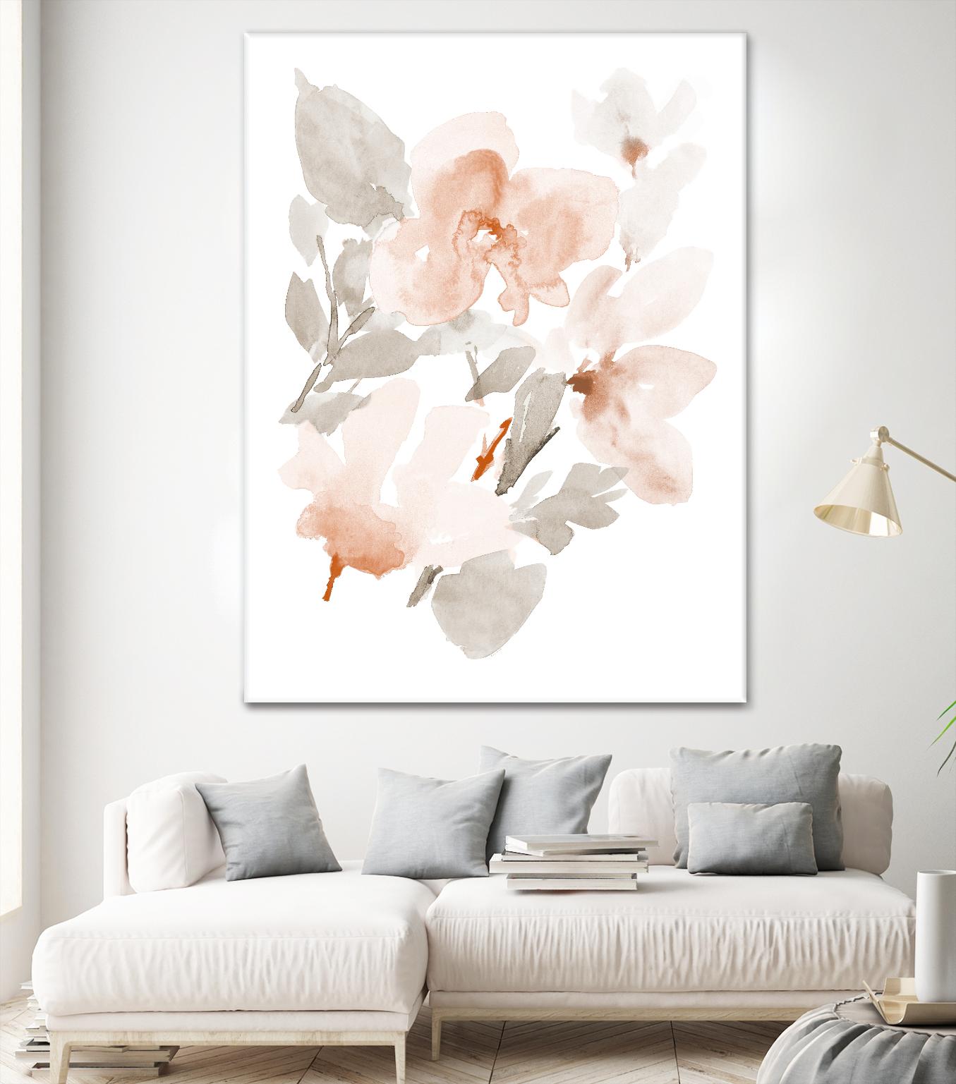 Peach Tranquil Florals II by Lanie Loreth on GIANT ART - peach floral