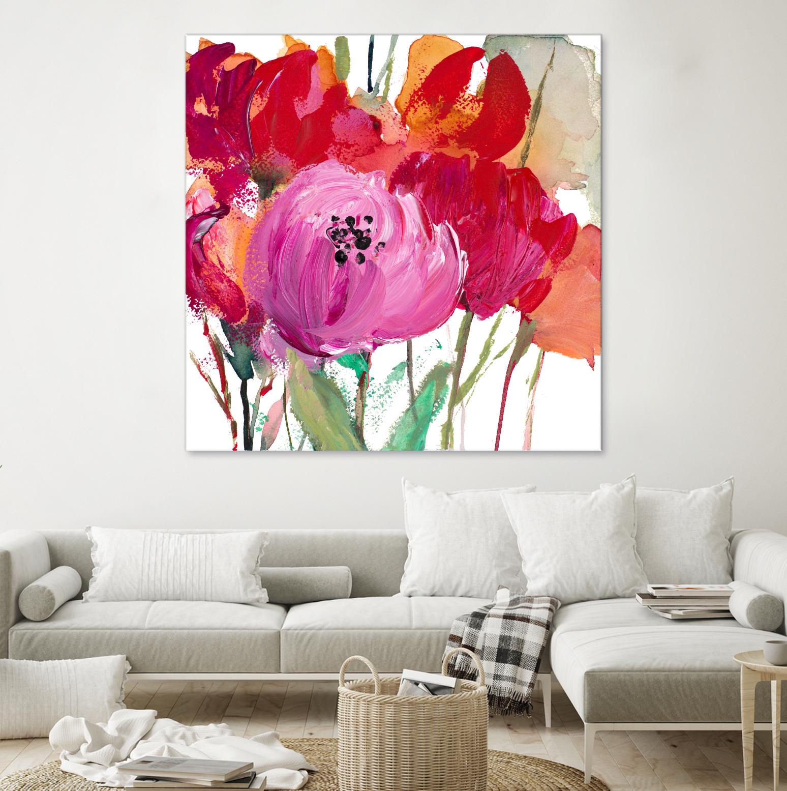 Red and Pink Flower Garden by Lanie Loreth on GIANT ART - red floral
