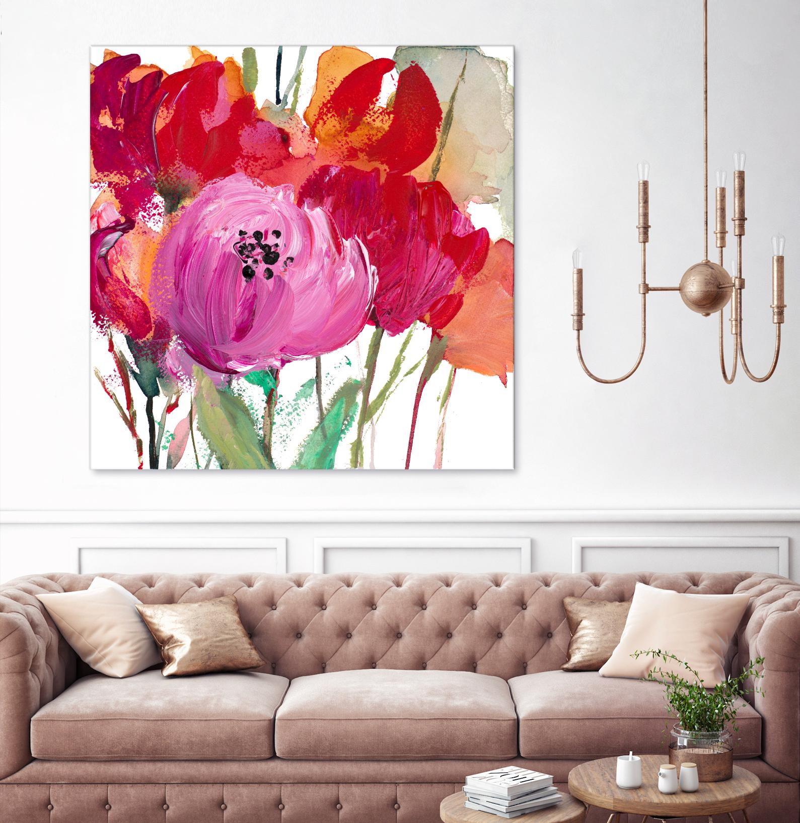 Red and Pink Flower Garden by Lanie Loreth on GIANT ART - red floral