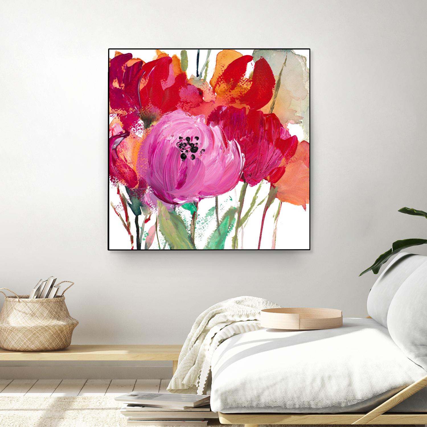 Red and Pink Flower Garden by Lanie Loreth on GIANT ART - red floral