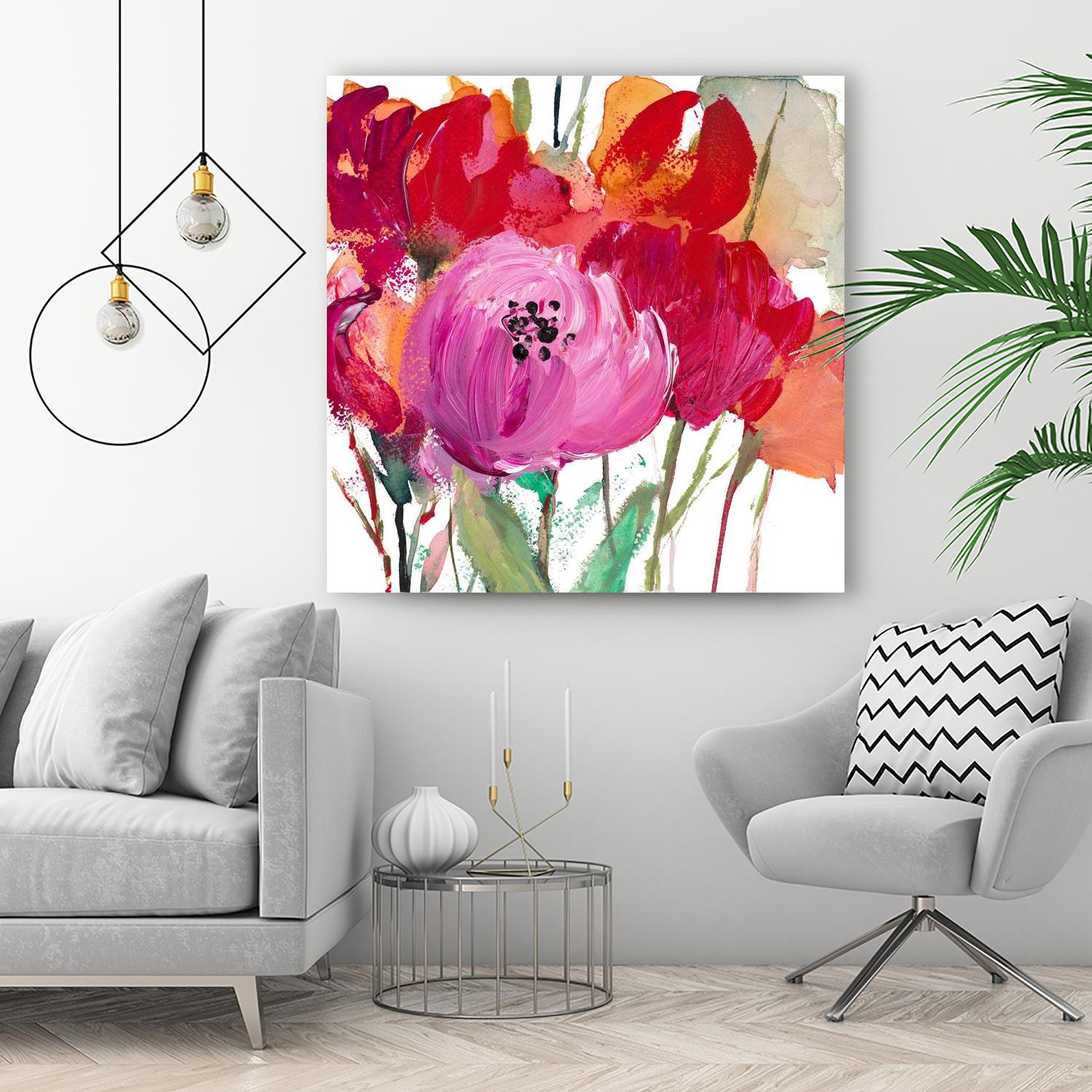 Red and Pink Flower Garden by Lanie Loreth on GIANT ART - red floral
