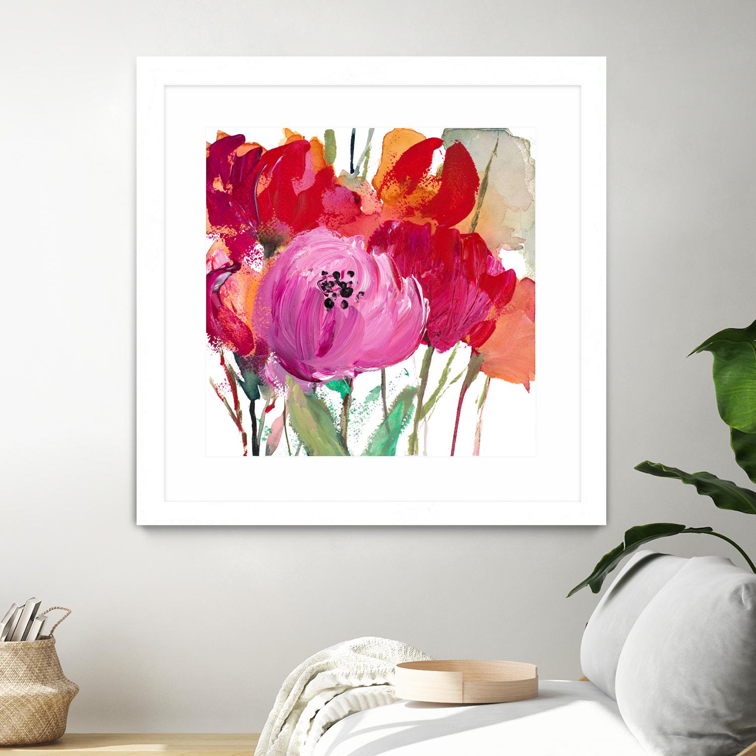 Red and Pink Flower Garden by Lanie Loreth on GIANT ART - red floral