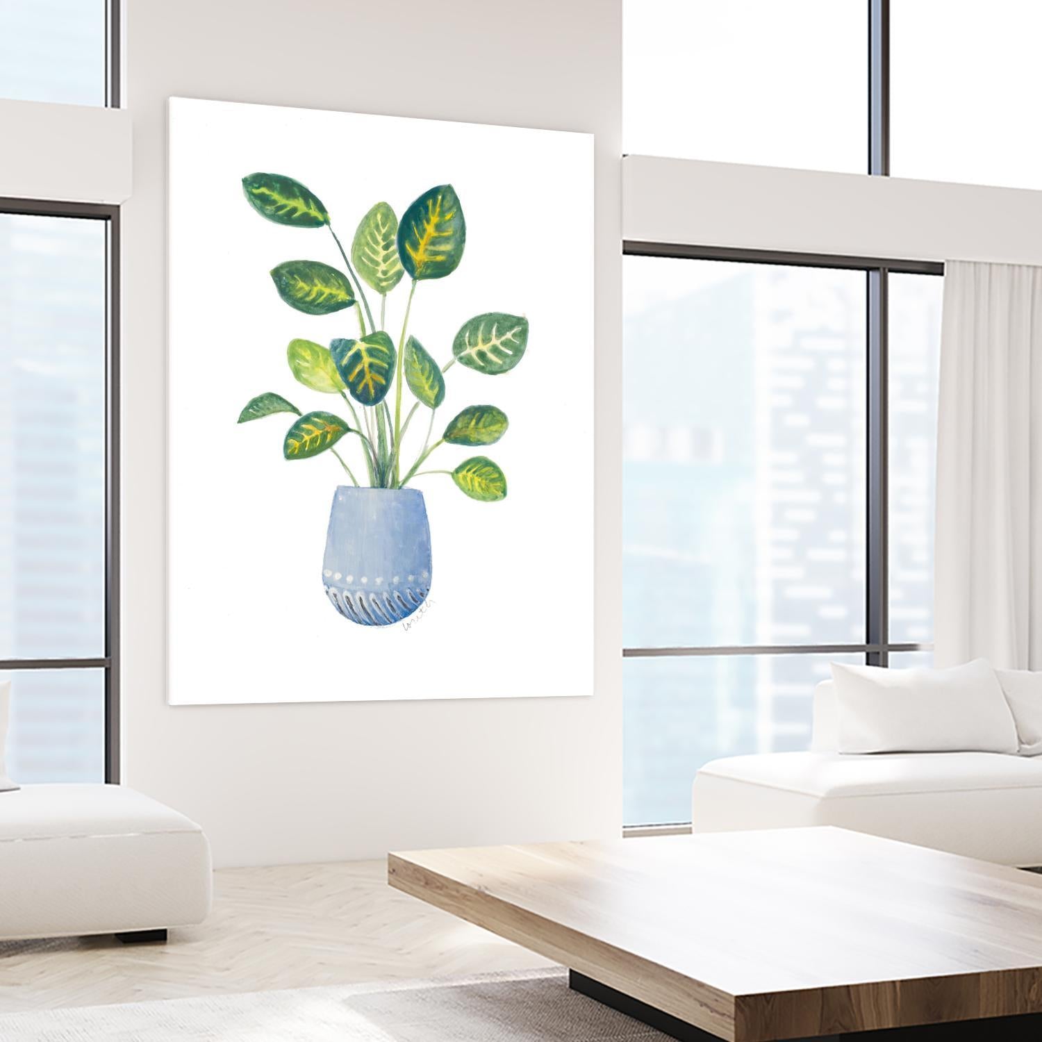 Croton In Blue Pot by Lanie Loreth on GIANT ART - floral southwestern and western