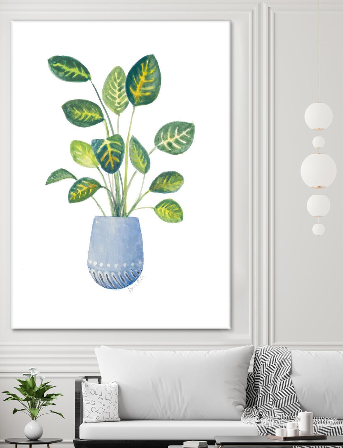 Croton In Blue Pot by Lanie Loreth on GIANT ART - floral southwestern and western