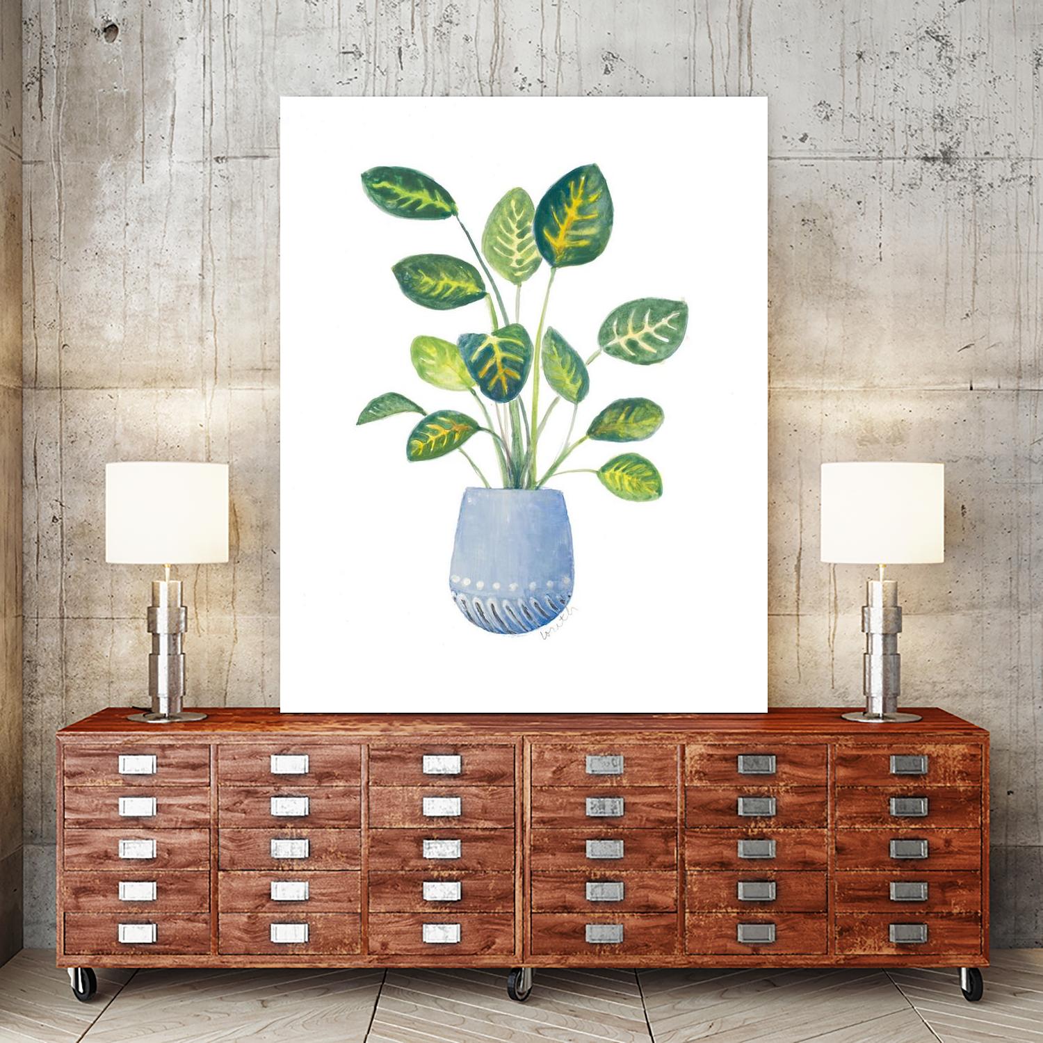 Croton In Blue Pot by Lanie Loreth on GIANT ART - floral southwestern and western