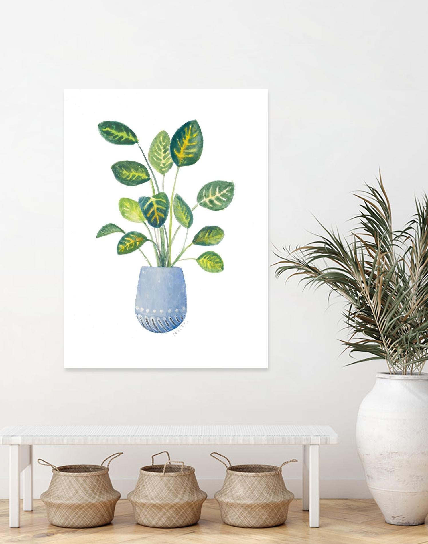 Croton In Blue Pot by Lanie Loreth on GIANT ART - floral southwestern and western