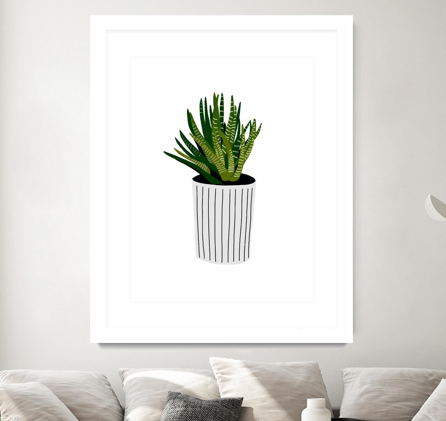 Modern Cactus Stripe Pot by Jen Bucheli on GIANT ART - floral