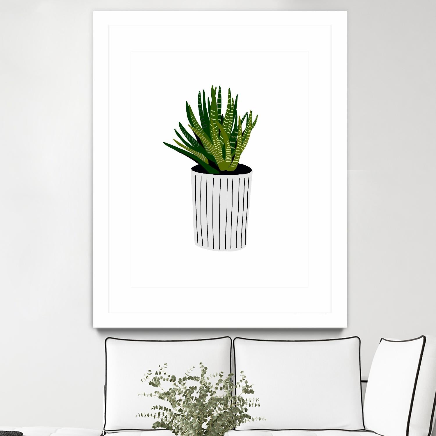 Modern Cactus Stripe Pot by Jen Bucheli on GIANT ART - floral