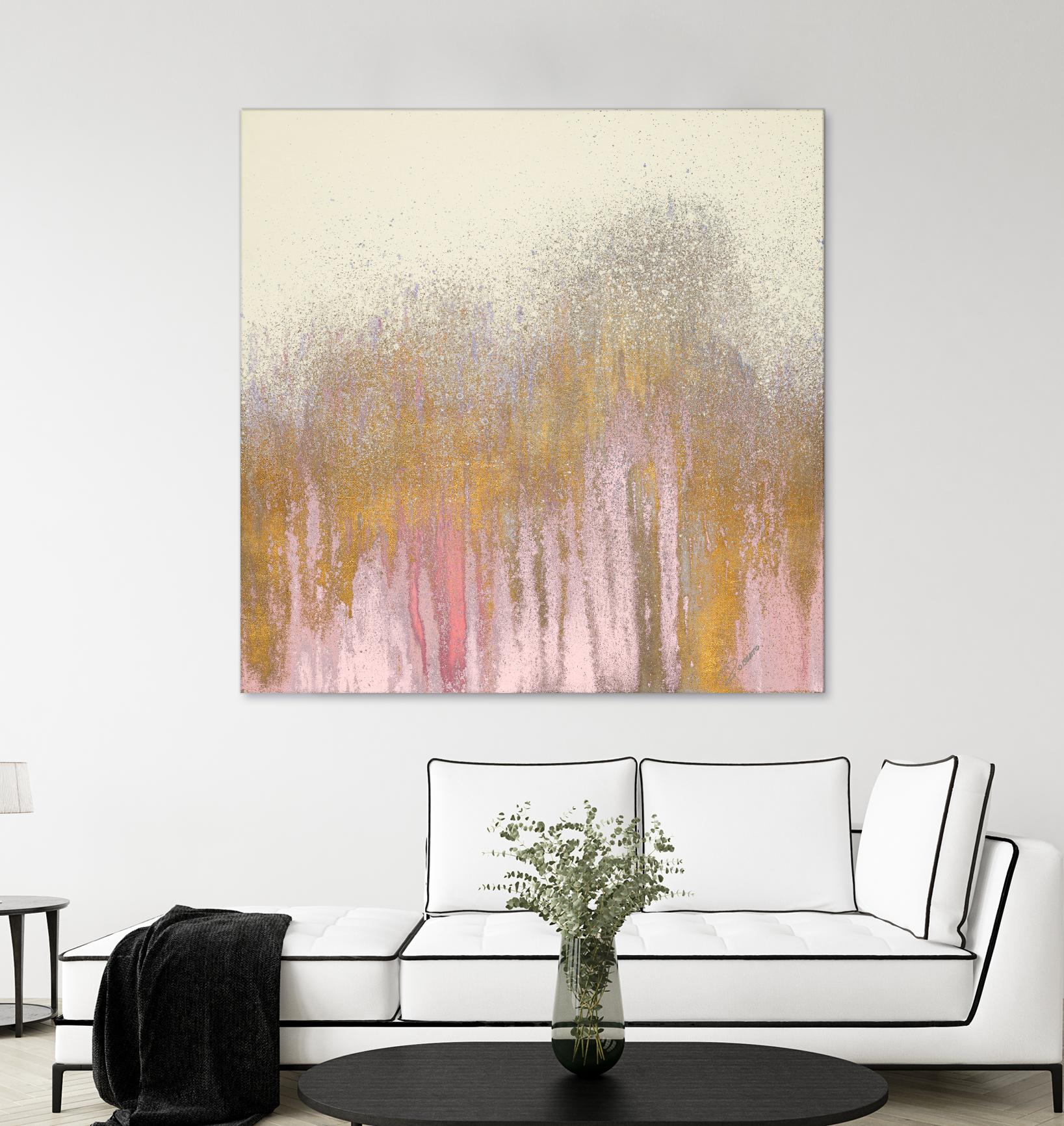 Pink Woods with Gold by Roberto Gonzalez on GIANT ART - pink,gold abstract