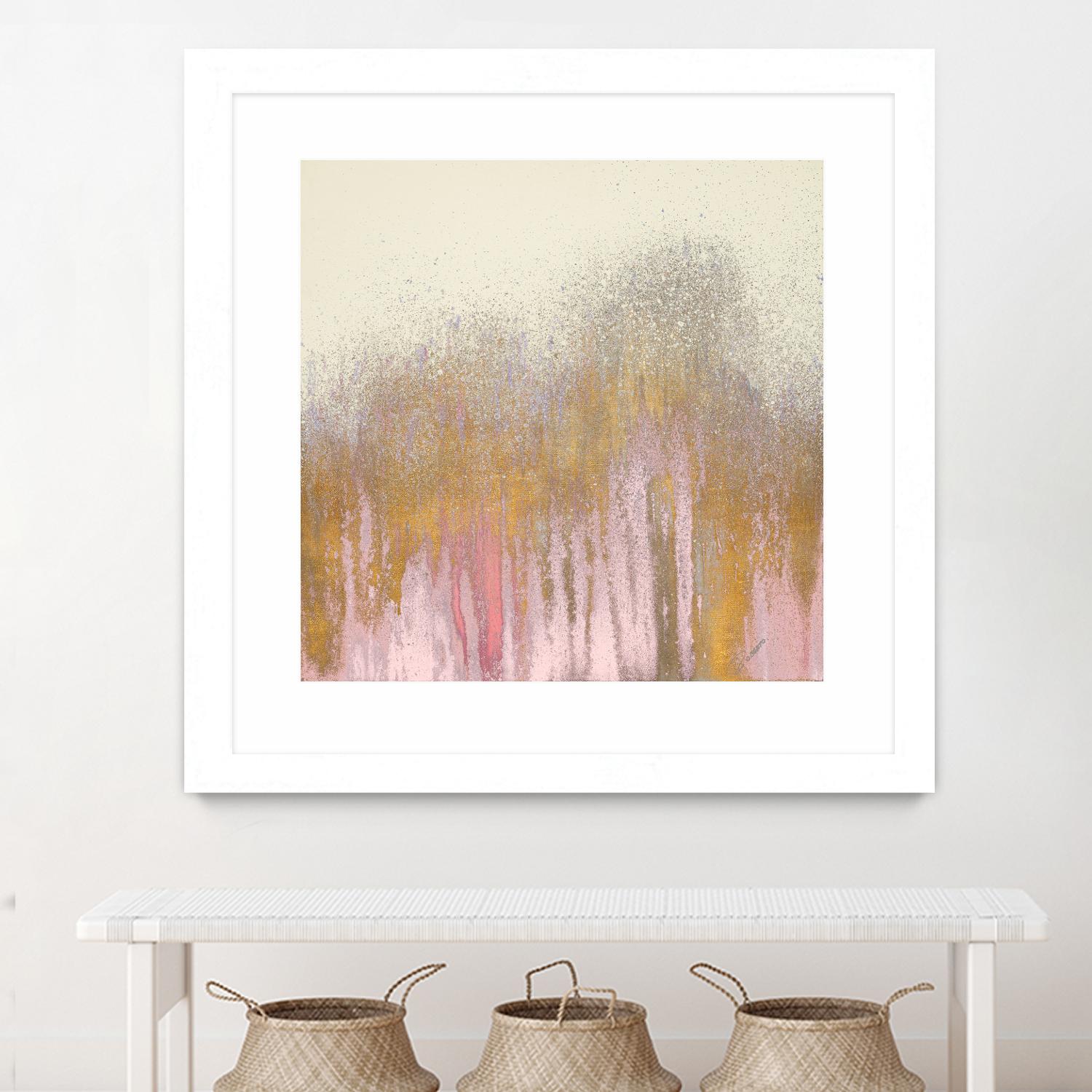 Pink Woods with Gold by Roberto Gonzalez on GIANT ART - pink,gold abstract